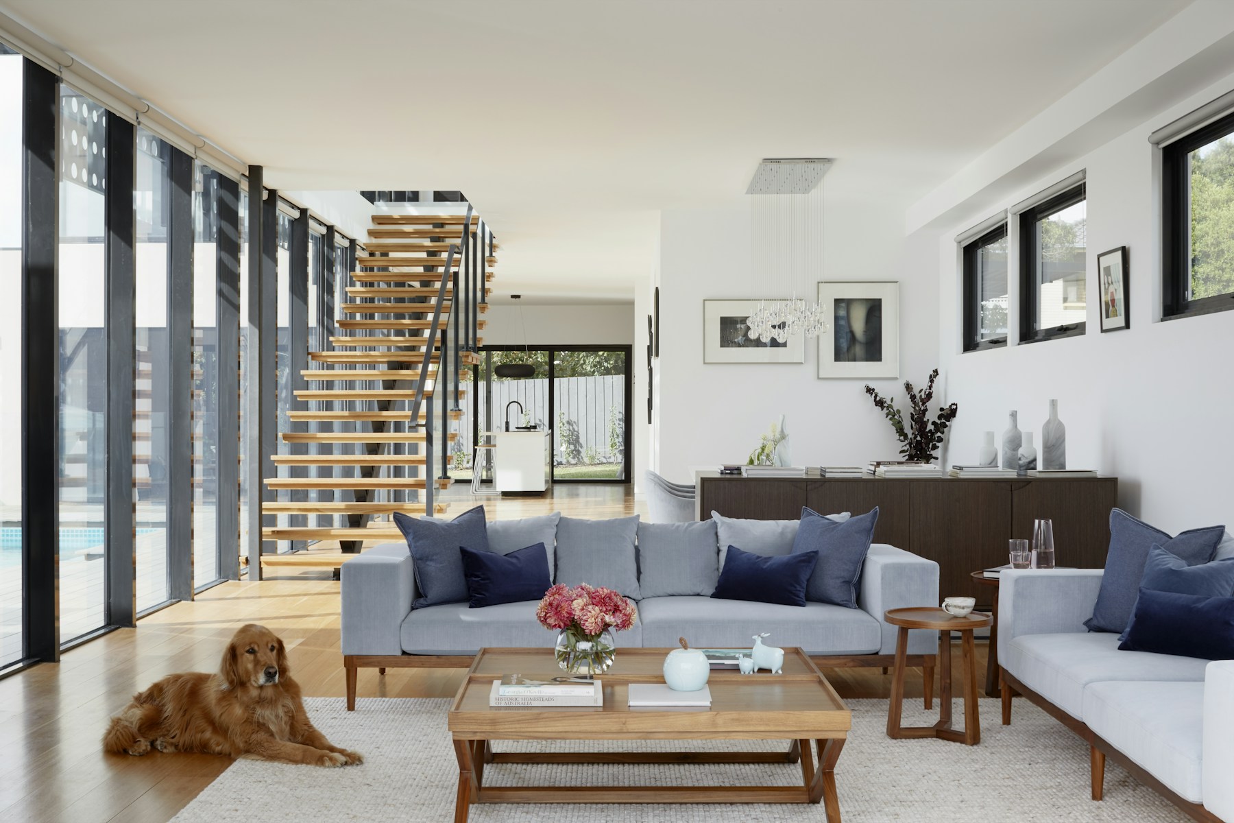 A furnished apartment kitchen and living space prepared for an extended stay