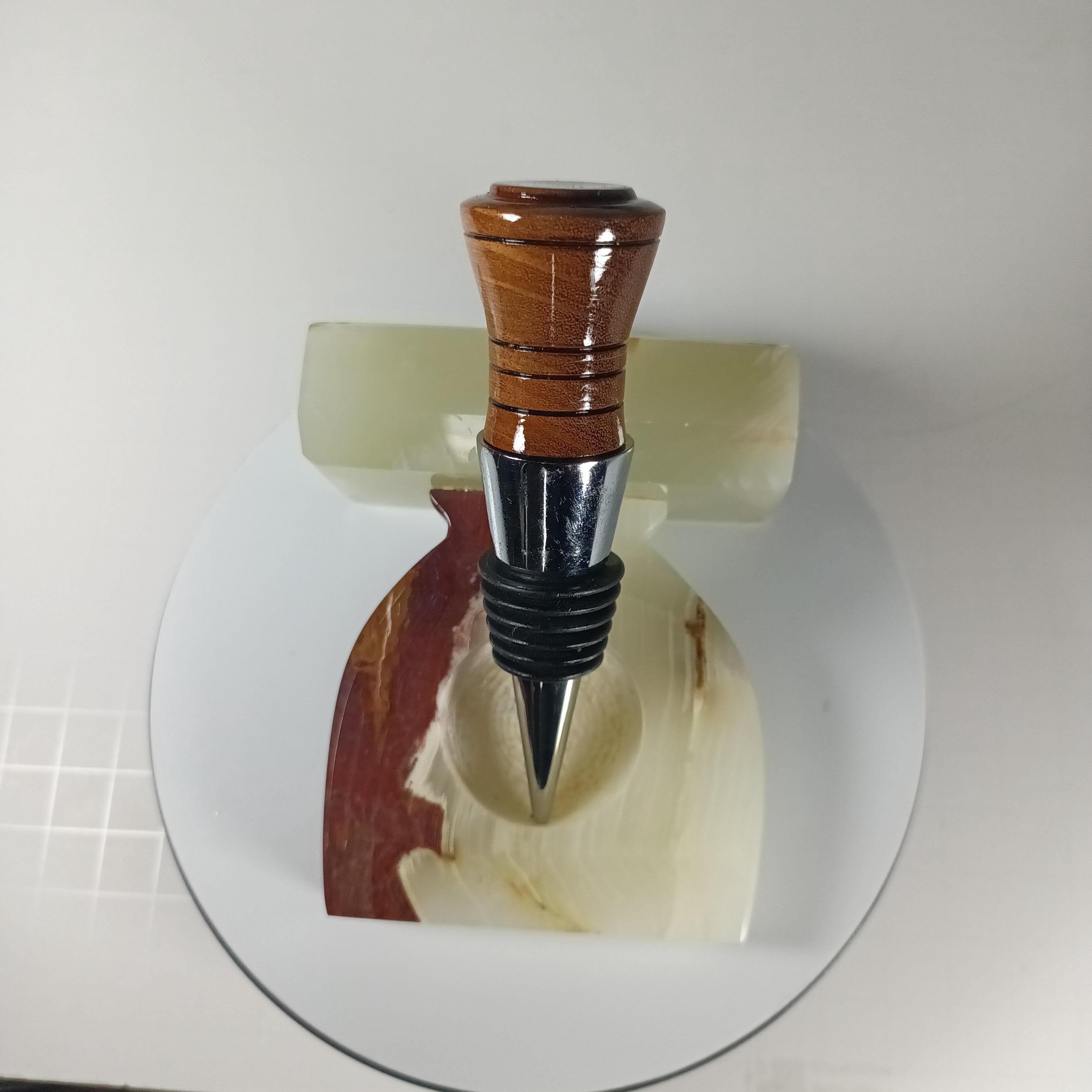 Handmade Osage orange wine stopper with bright golden wood grain