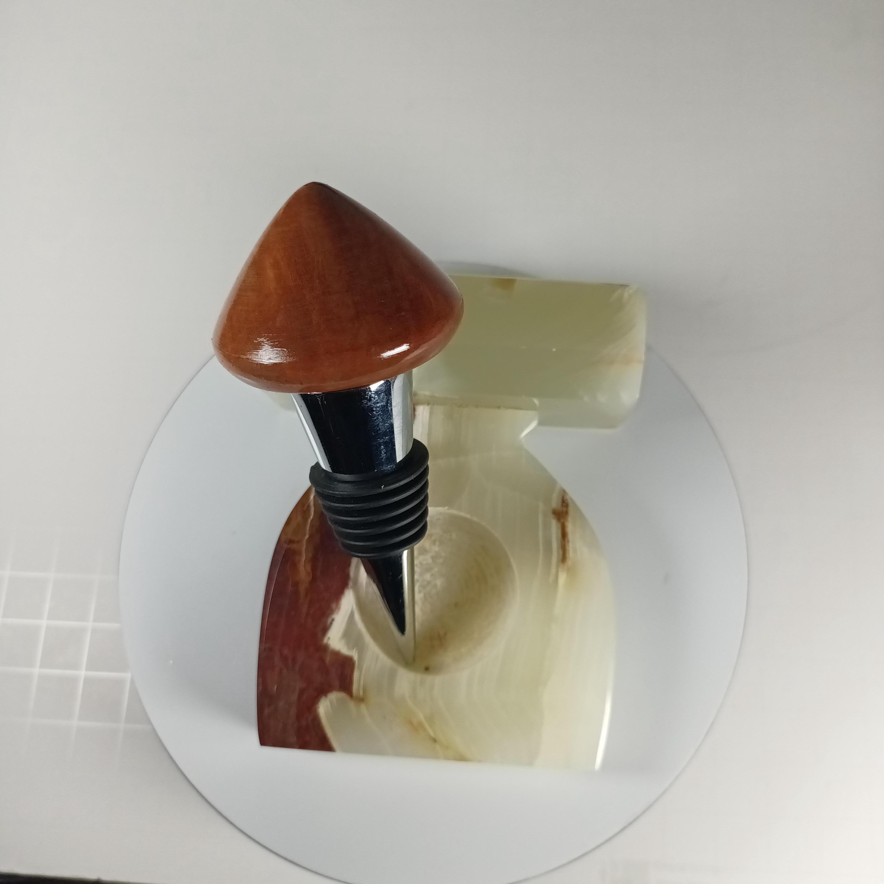 Handmade madrone burl wine stopper with distinctive swirling grain
