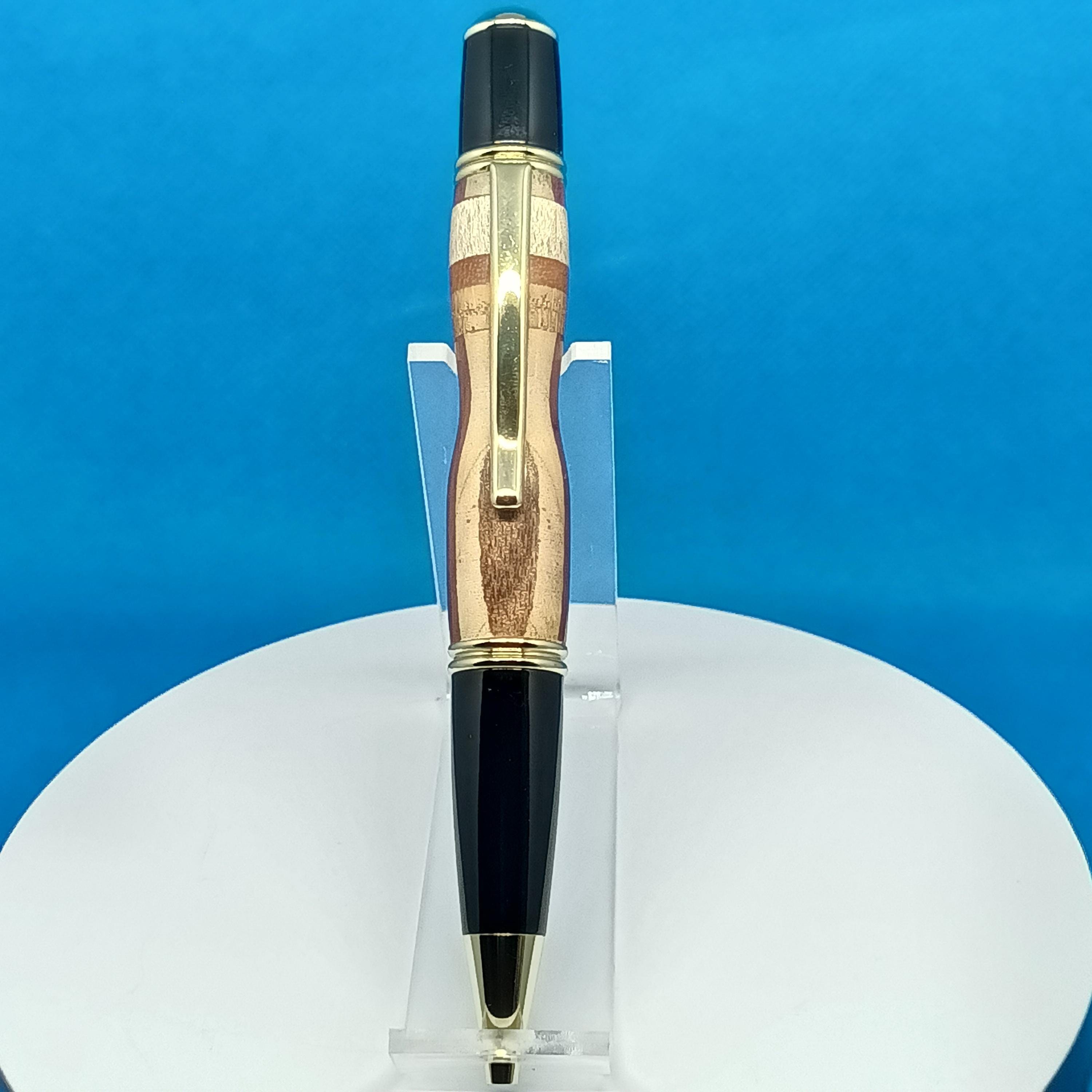Handmade walnut, maple, and cherry rollerball pen