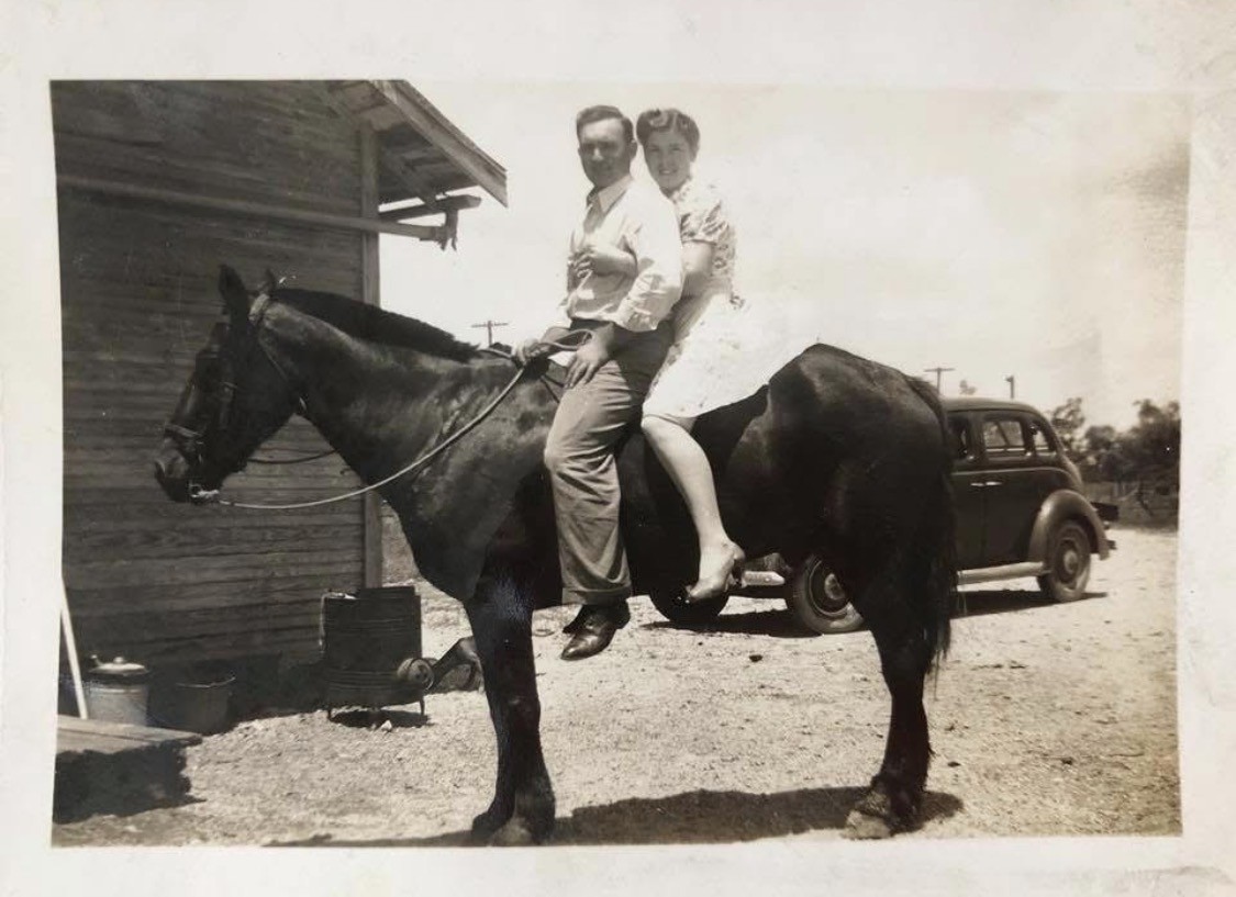 Papaw and Mamaw on horseback in South Texas in the 1930s