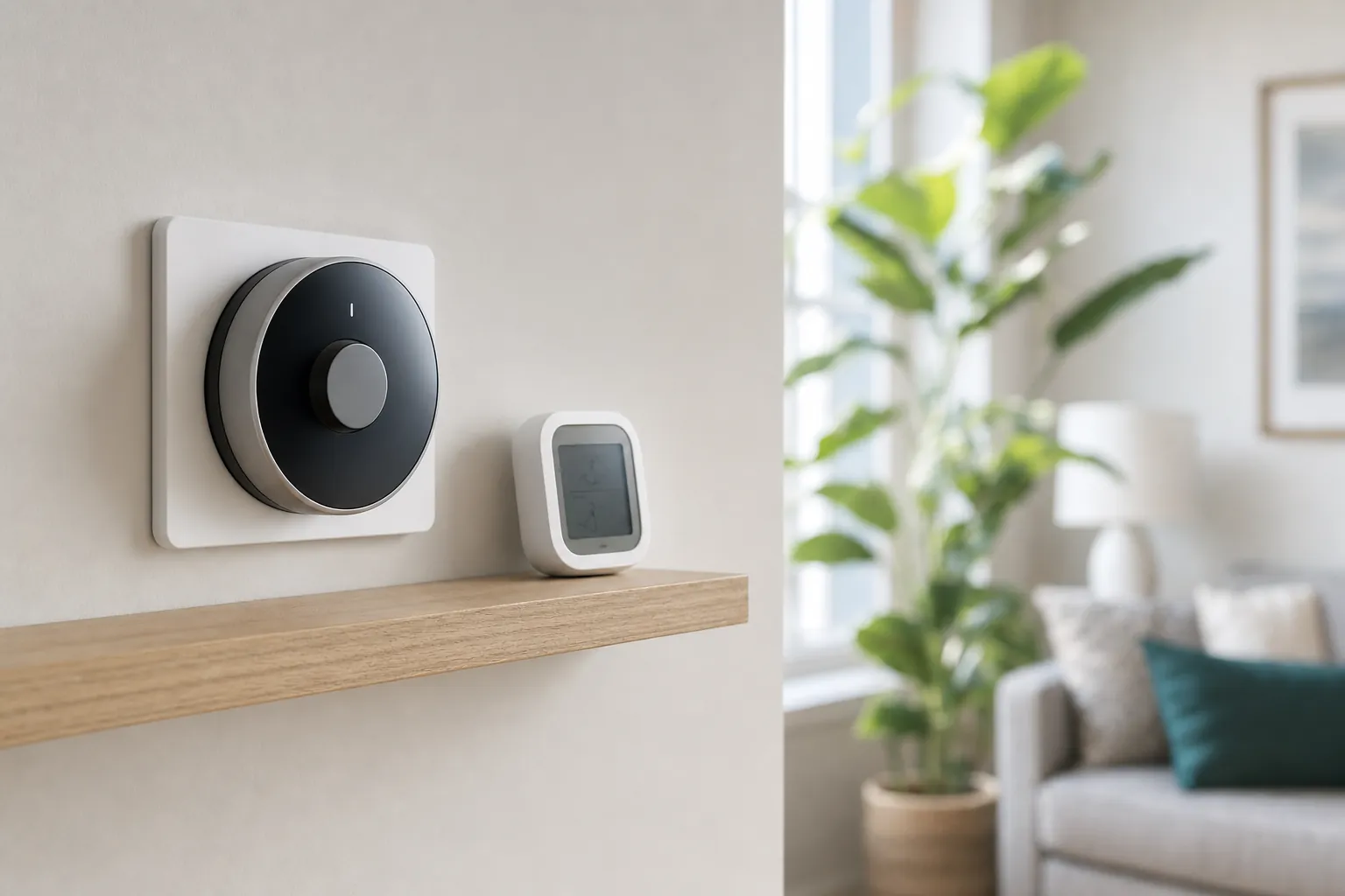 A smart thermostat used to manage room comfort