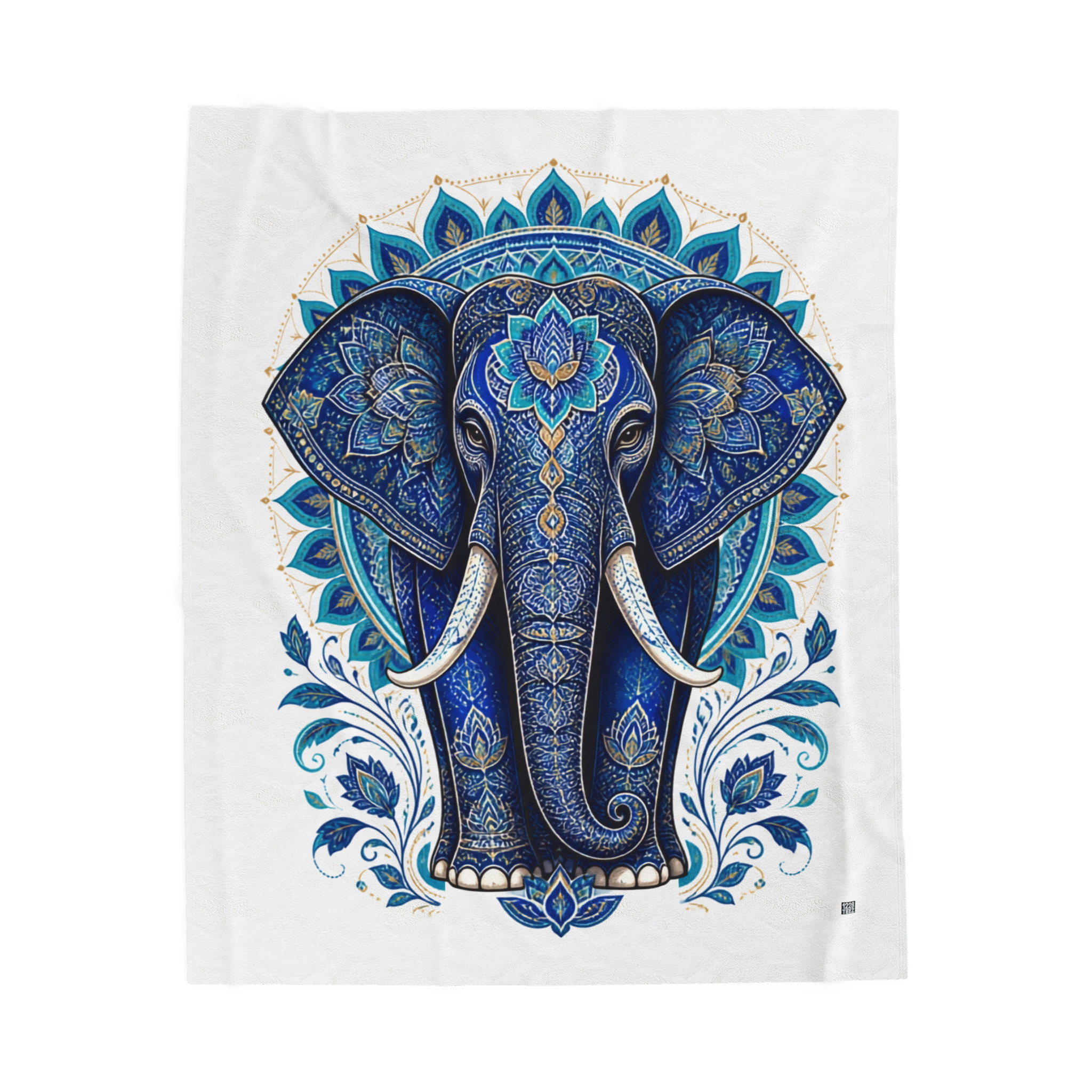 Blue Mandala Elephant Blanket