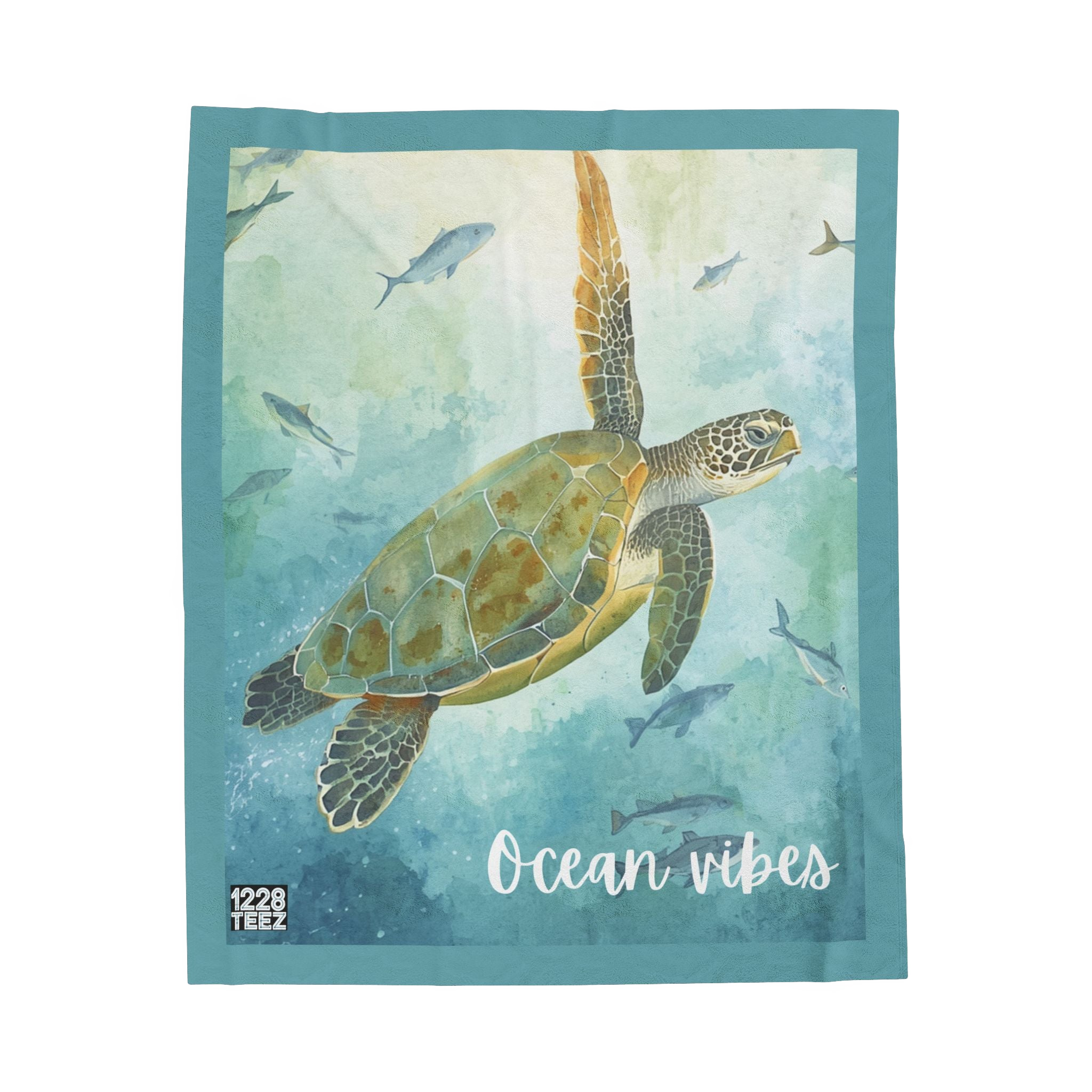 Sea Turtle 'Ocean Vibes' Throw Blanket