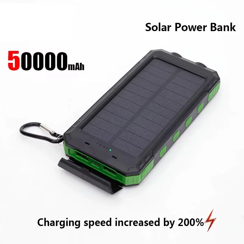 200000mAh Solar Power Bank Portable Charger USB-C USB-A Outdoor Battery