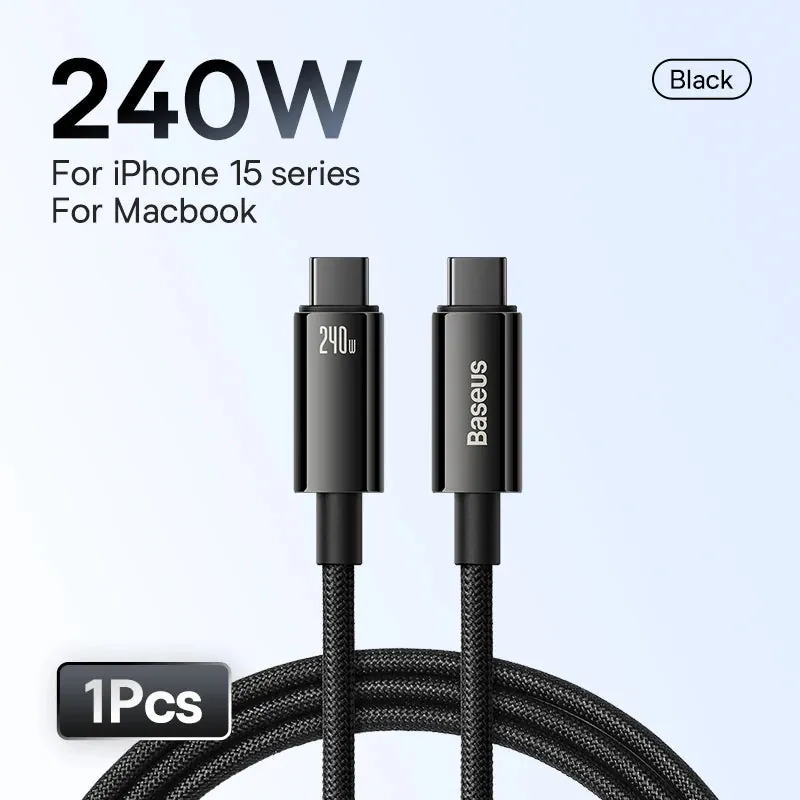 240W USB-C to USB-C Cable PD 3.1 Fast Charging Nylon Braided Data Cable