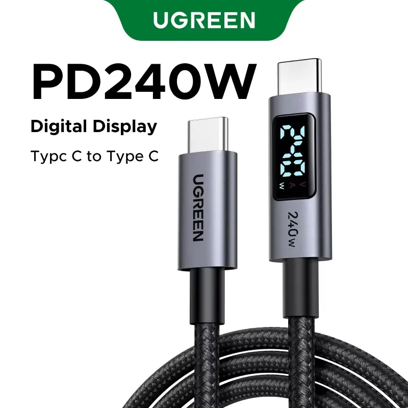 240W USB C to USB C Cable PD3.1 Fast Charging Digital Display Cord
