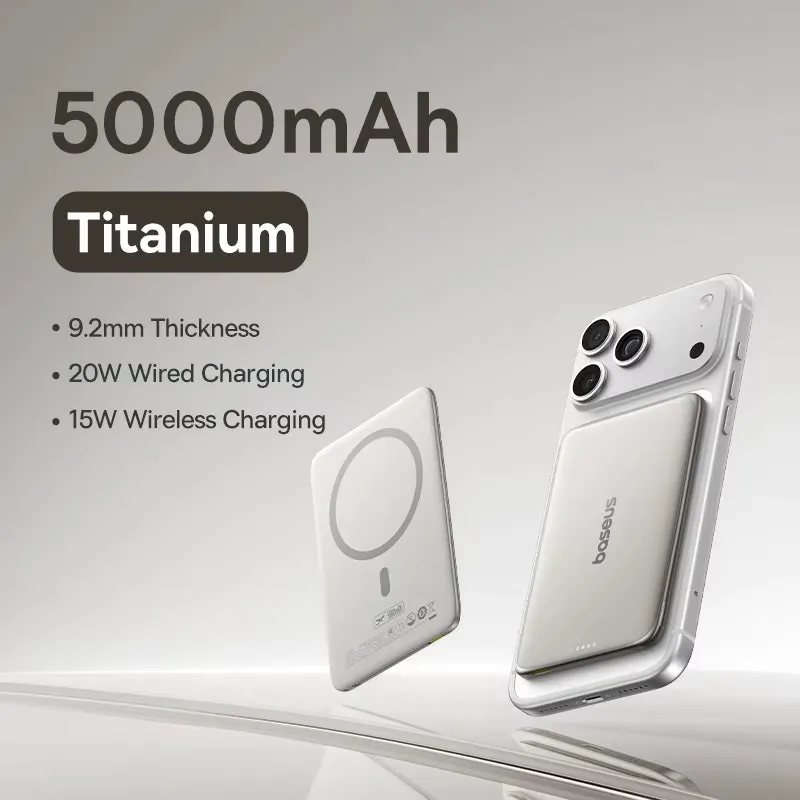 5000mAh Magnetic Power Bank Ultra Slim 15W Wireless 20W Fast Charging