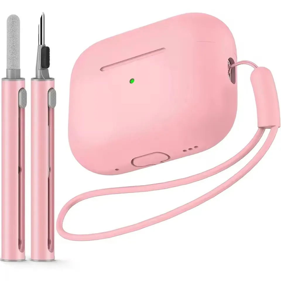 AirPods Pro Case with Cleaner Pen Kit Silicone Protective Cover with Lanyard