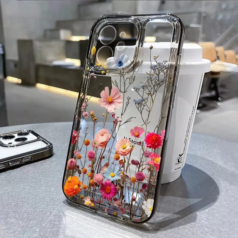 Flower Transparent iPhone Case Shockproof Silicone Soft Protective Cover