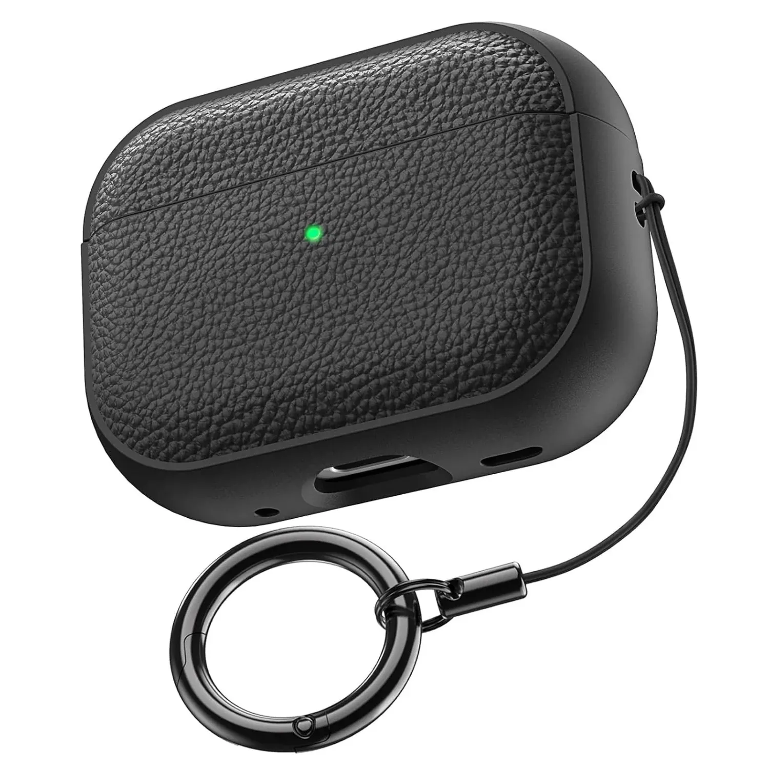 Leather Pattern AirPods Case Cover TPU Protective Case with Keychain