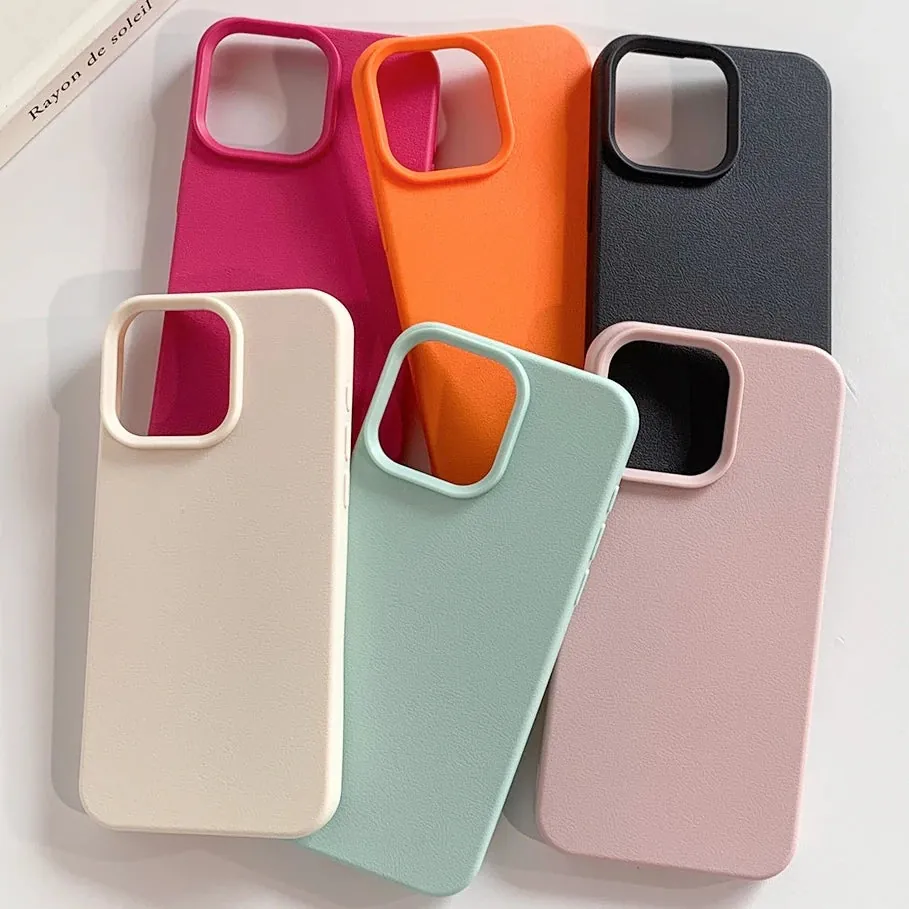 Leather Texture Soft TPU iPhone Case Shockproof Anti-Slip Protective Cover