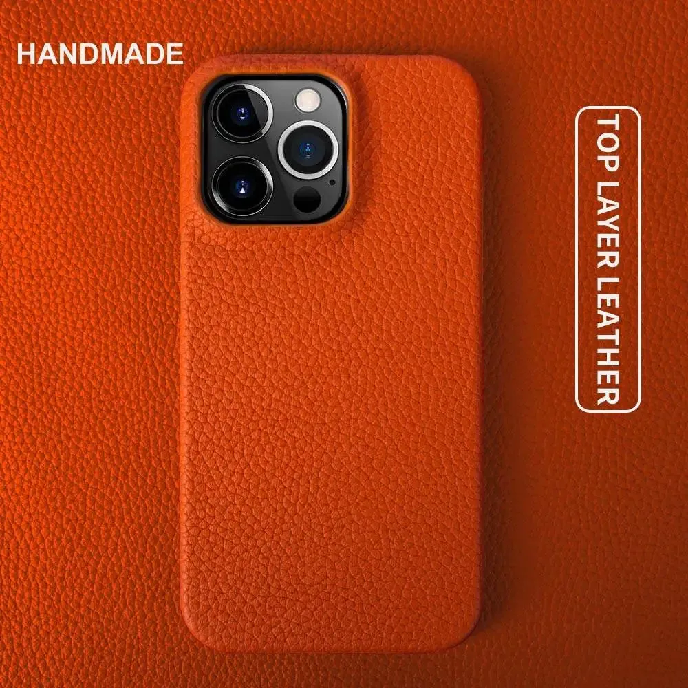 Luxury Genuine Leather iPhone Case Slim Shockproof Premium Cover