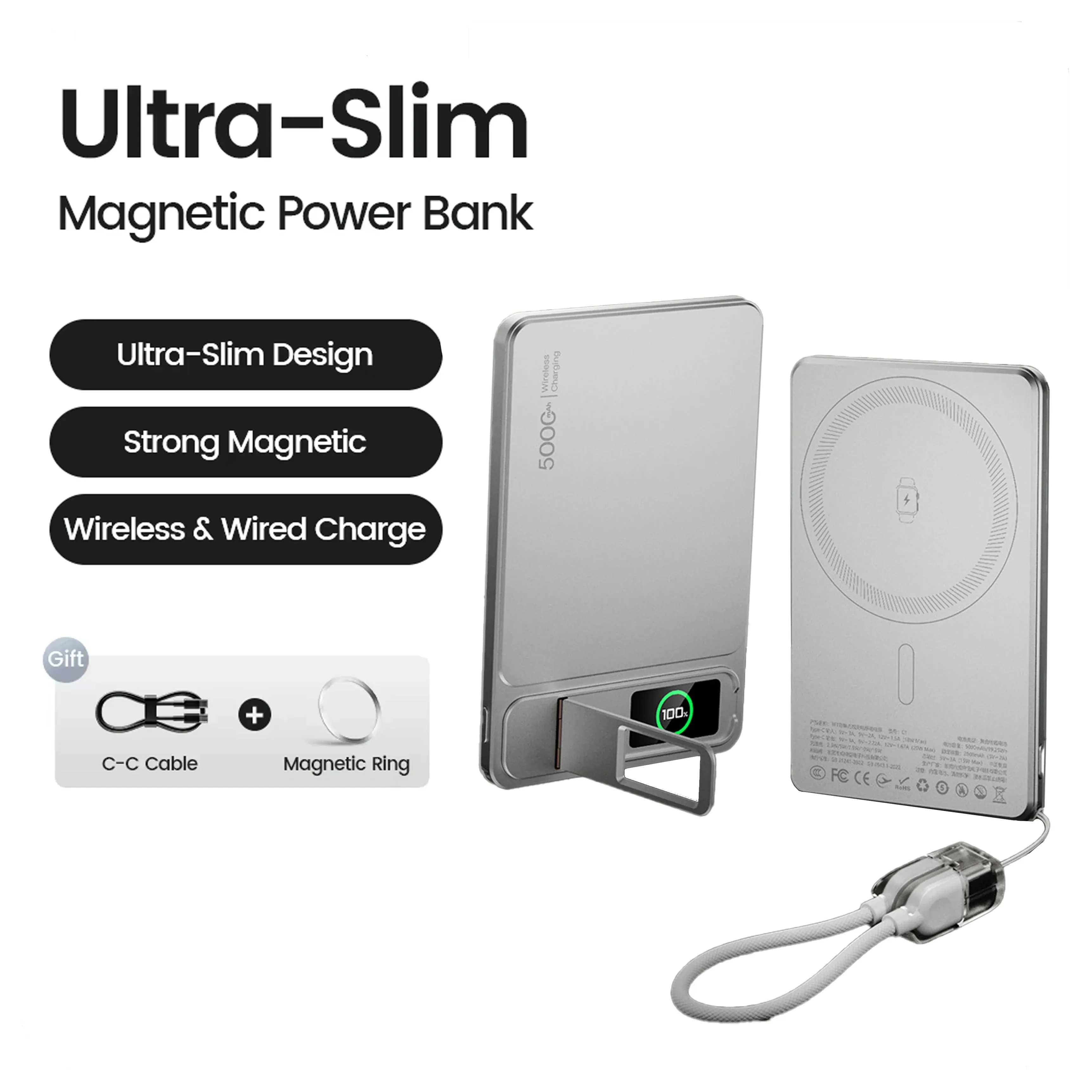Magnetic Wireless Power Bank 10000mAh 20W Fast Charging Slim MagSafe Portable