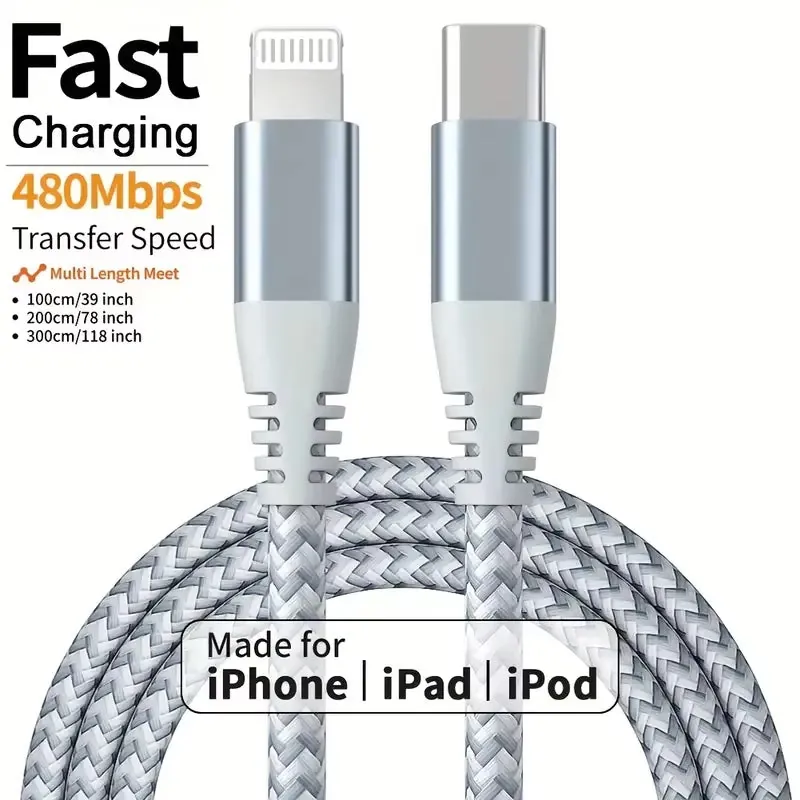 MFi Certified USB C to Lightning Cable Fast Charging Nylon Braided Cord