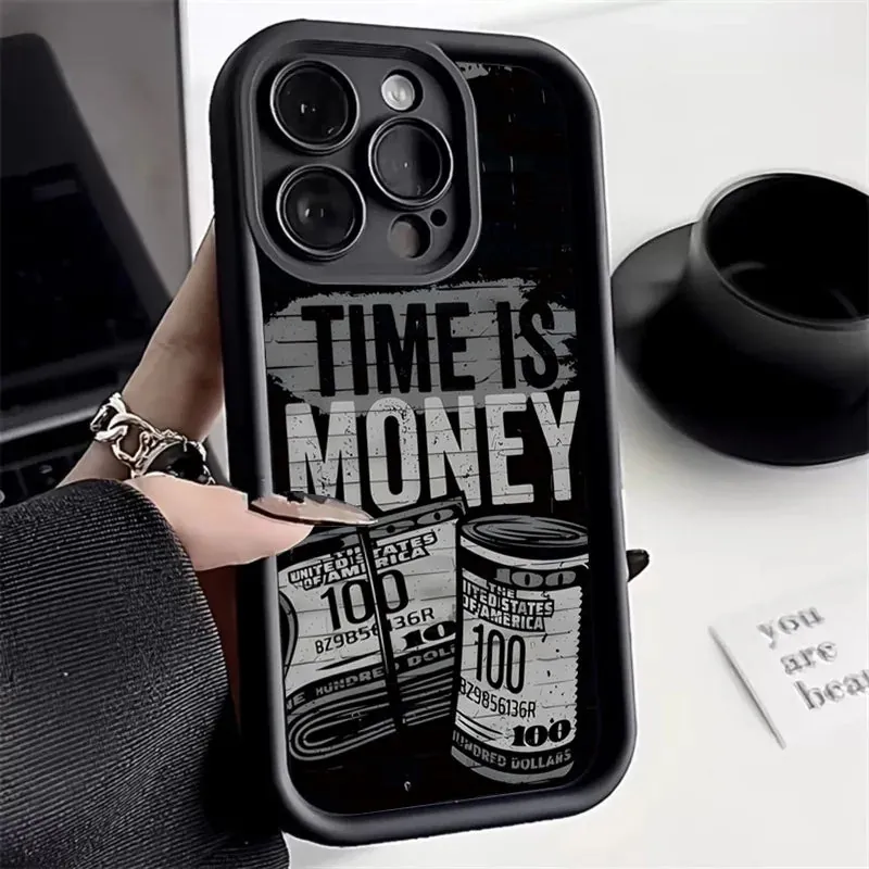 Time Is Money Printed iPhone Case Soft TPU Shockproof Motivational Cover