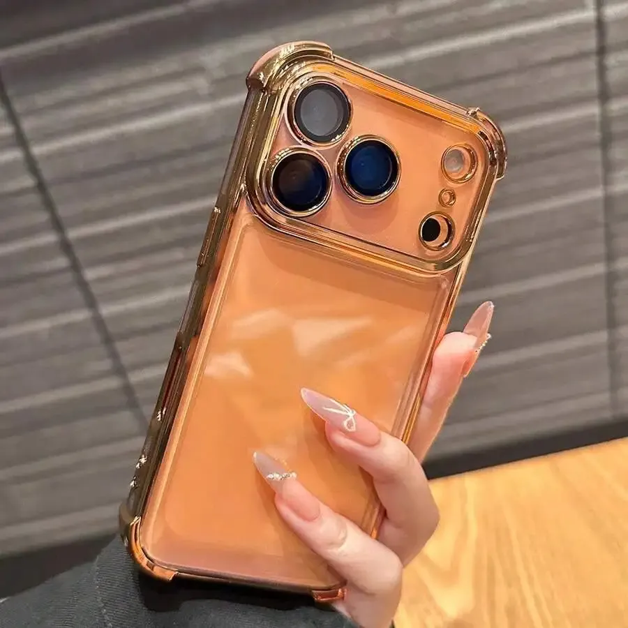 Luxury Transparent Shockproof iPhone Case Cushioned TPU Protective Cover