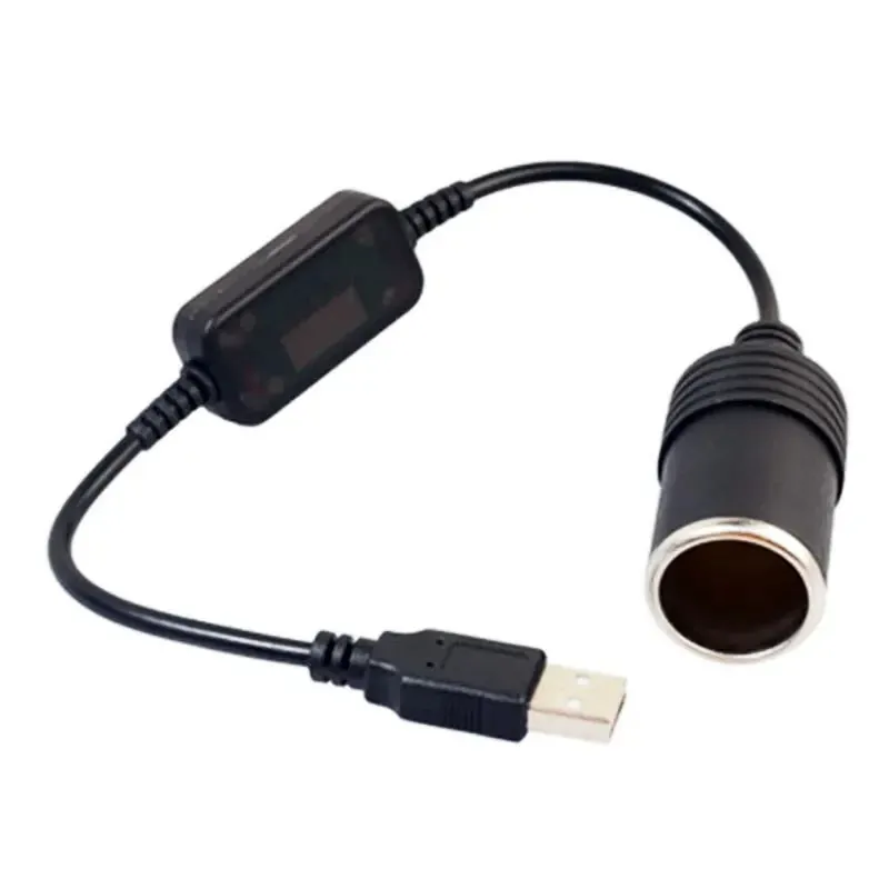 USB to 12V Car Cigarette Lighter Adapter Converter 5V 2A Power Cable