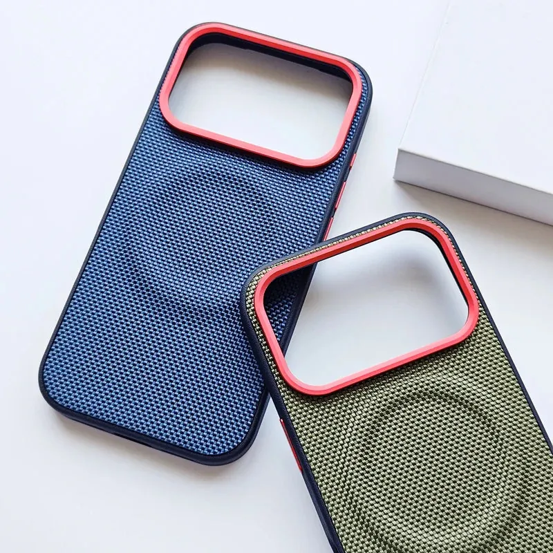 MagSafe Woven Leather iPhone Case TPU Soft Anti-Fingerprint Magnetic Cover