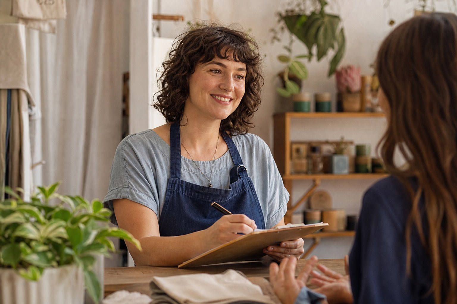 Business owner collecting customer email ideas