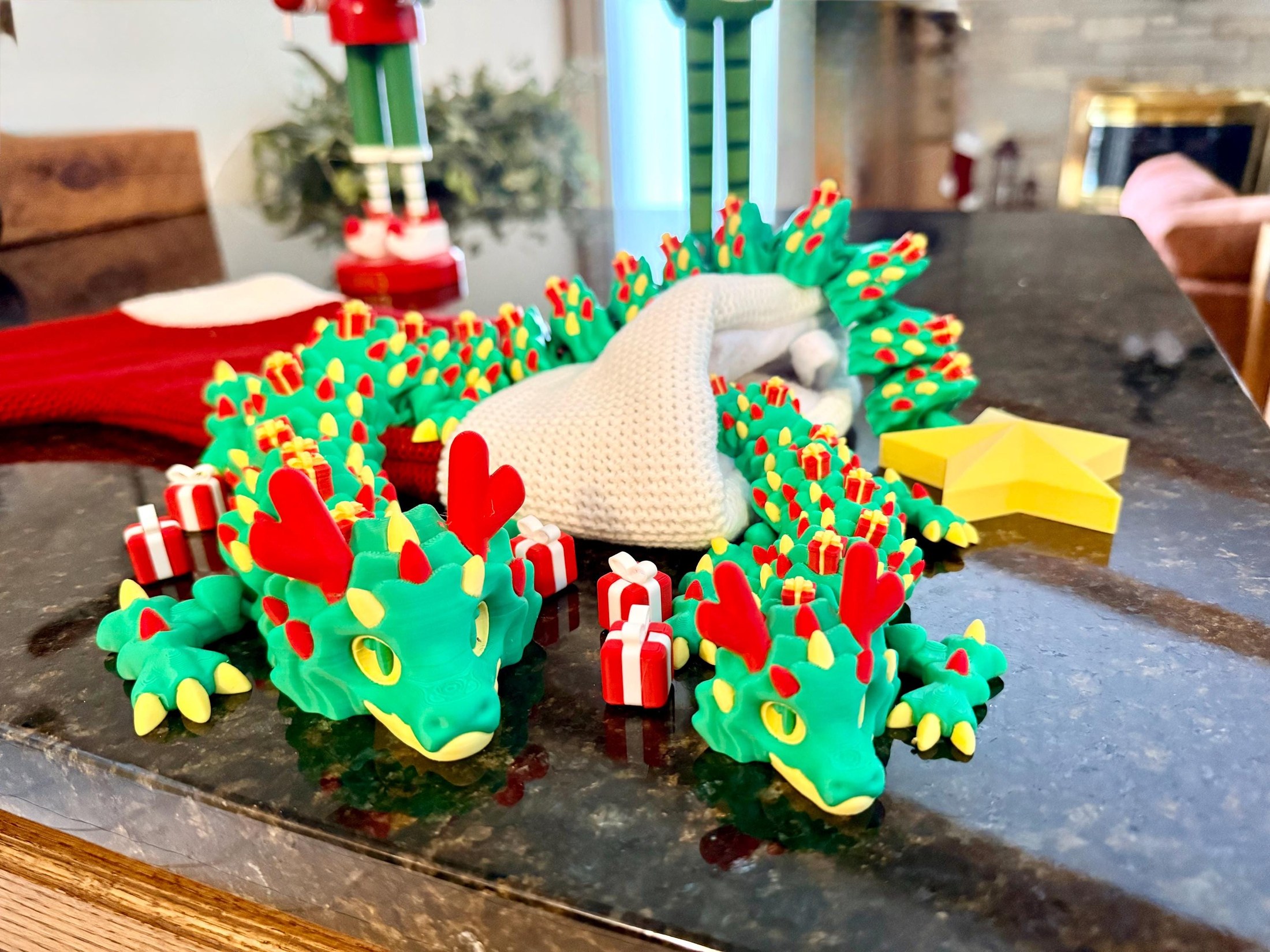 Articulated Christmas Tree Dragon | A 3D Printed Holiday Collection, view 4