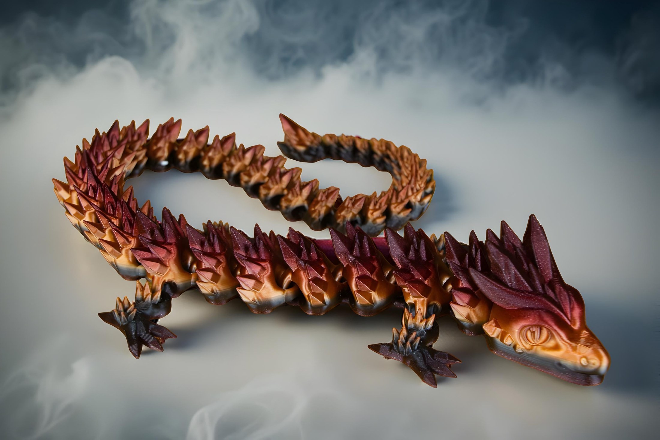 Articulated Crystal Dragon | 3D Printed Gradient Color Transition Effect