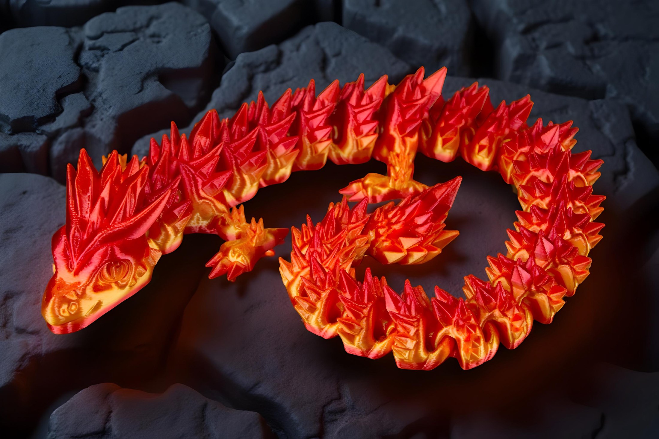 Articulated Crystal Dragon | 3D Printed Gradient Color Transition Effect, view 2