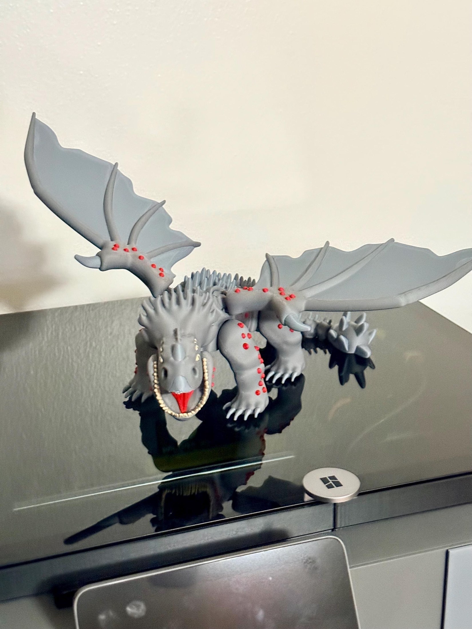 Articulated Red Death Dragon Model | 3D Printed Posable Figure Inspired by HTTYD, view 3