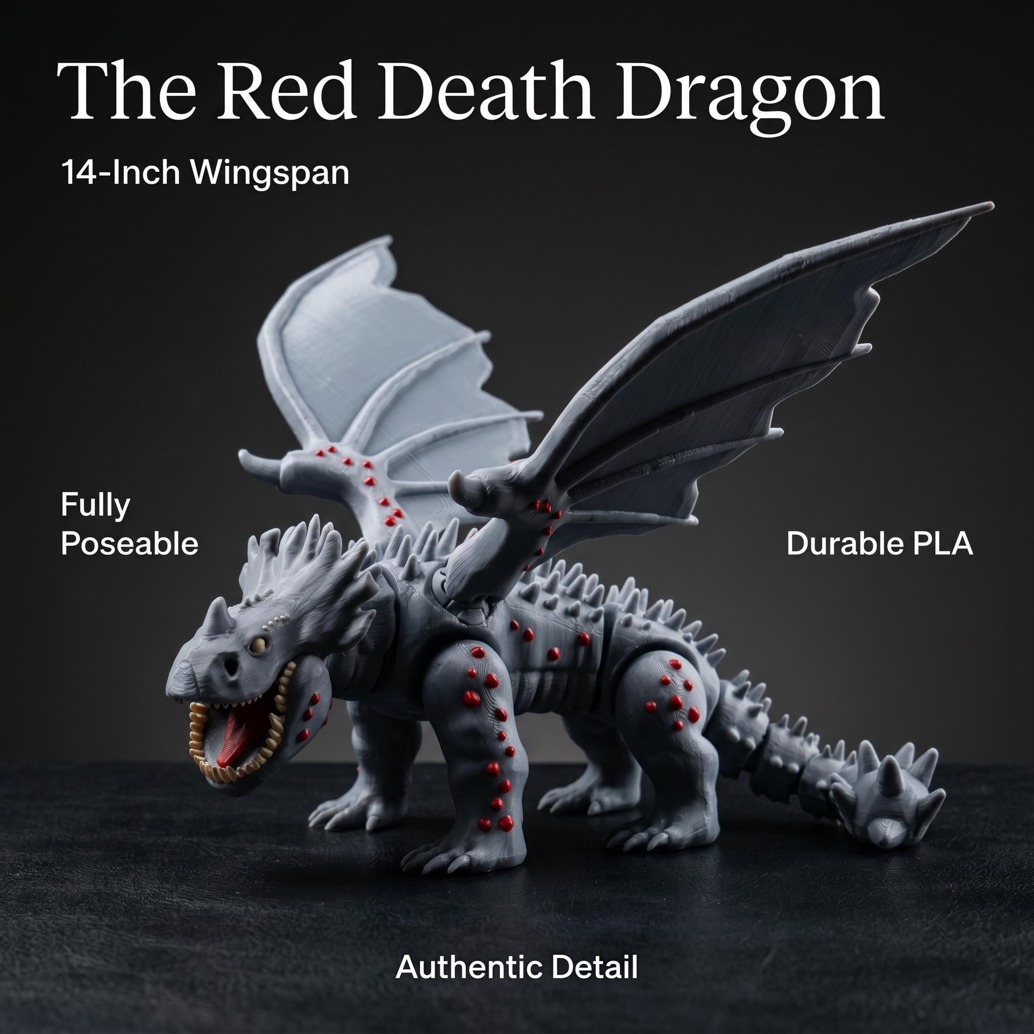 Articulated Red Death Dragon Model | 3D Printed Posable Figure Inspired by HTTYD, view 4