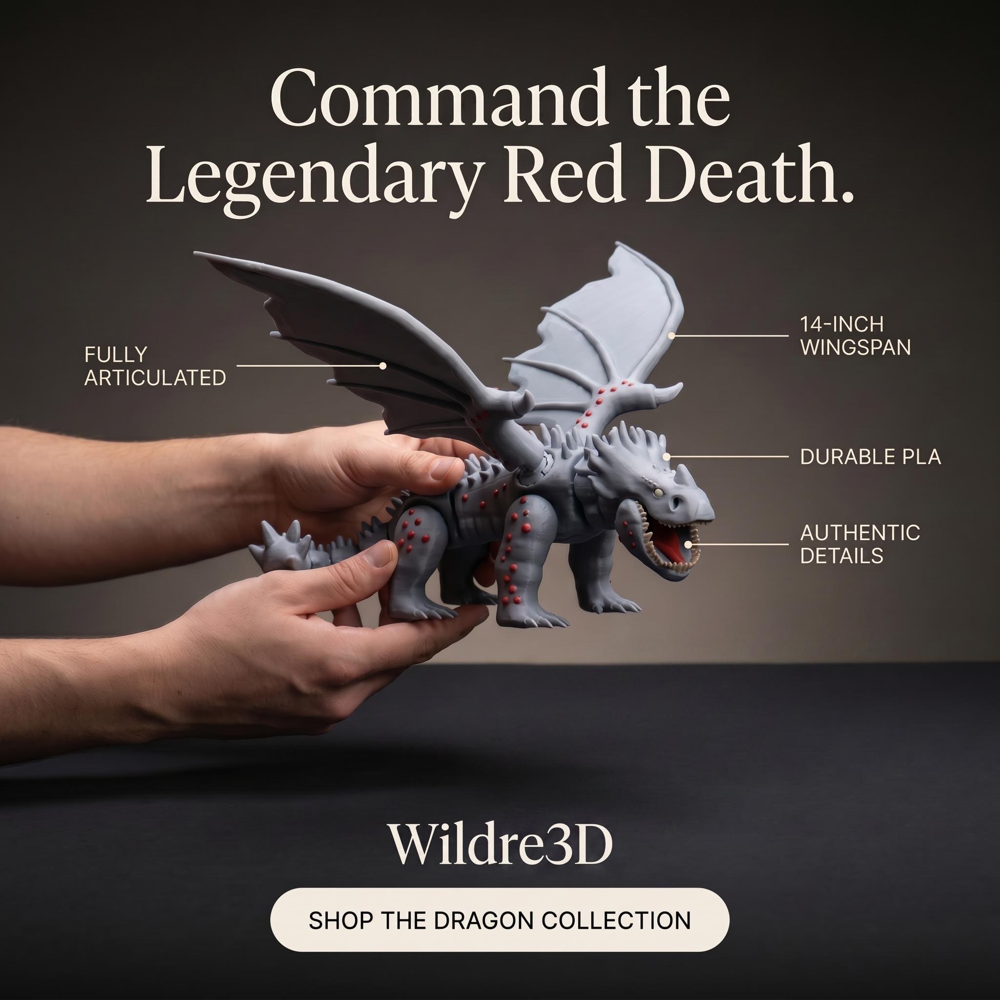 Articulated Red Death Dragon Model | 3D Printed Posable Figure Inspired by HTTYD, view 7