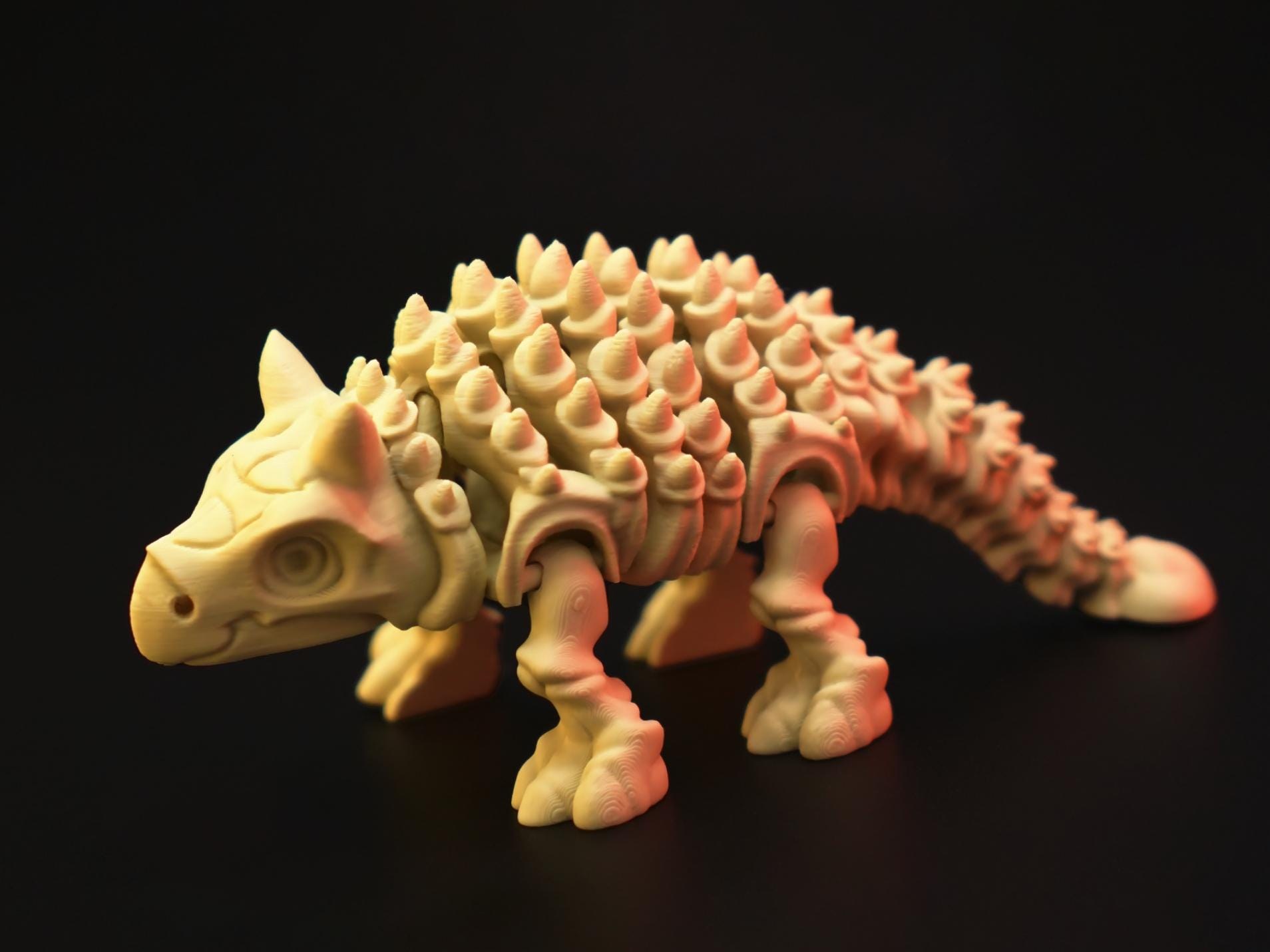 Articulated Skeletal Ankylosaurus | 3D Printed Flexi Dinosaur Model | Prehistoric Skeleton Collection