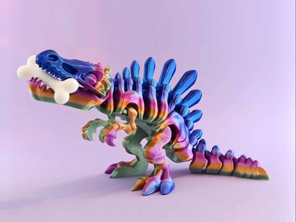 Articulated Skeletal Spinosaurus | 3D Printed Flexi Dinosaur Model | Prehistoric Skeleton Collection