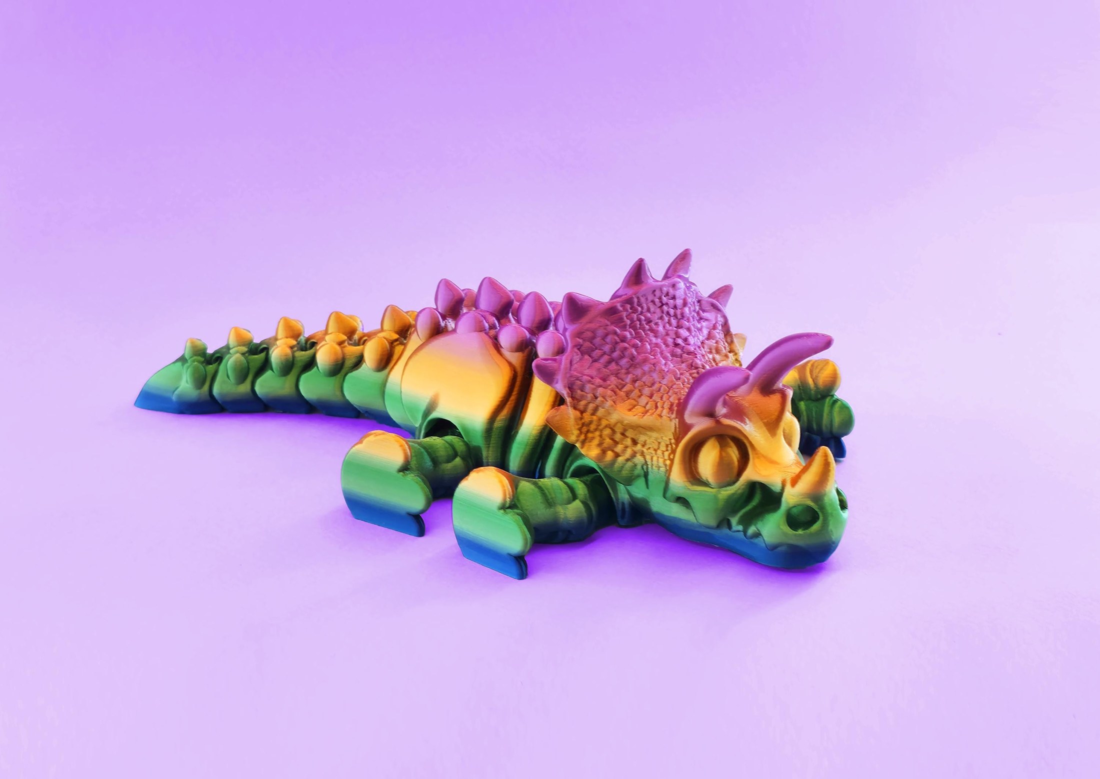 Articulated Skeletal Triceratops | 3D Printed Flexi Dinosaur Model | Prehistoric Skeleton Collection, view 2