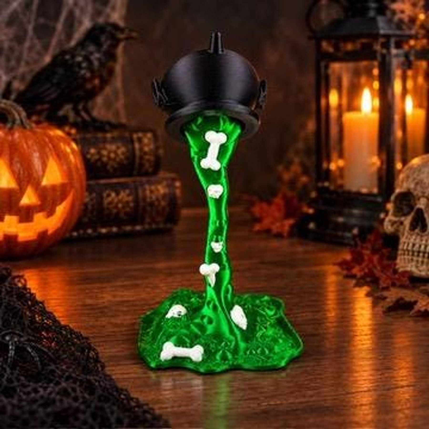Halloween Cauldron Potion Spill – 6" 3D Printed Decoration, view 1