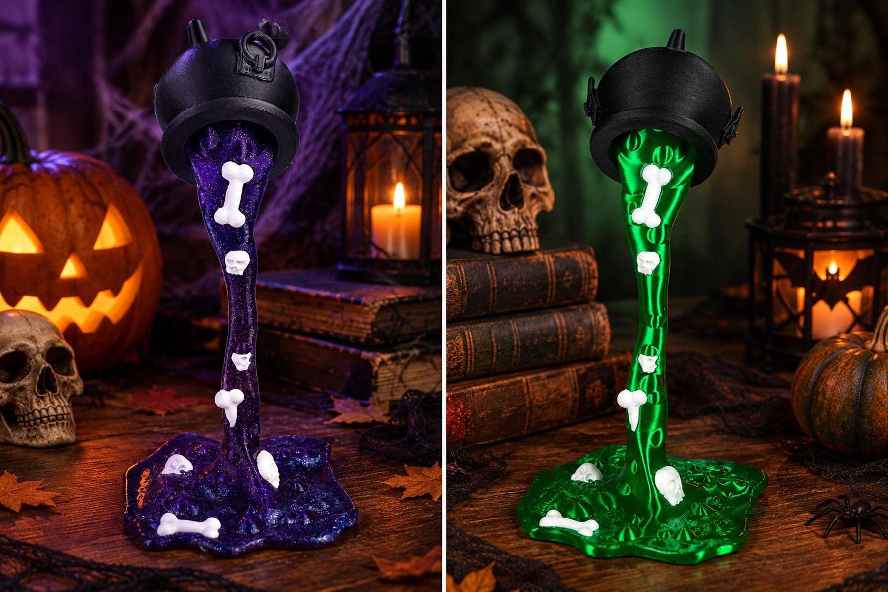 Halloween Cauldron Potion Spill – 6" 3D Printed Decoration, view 3