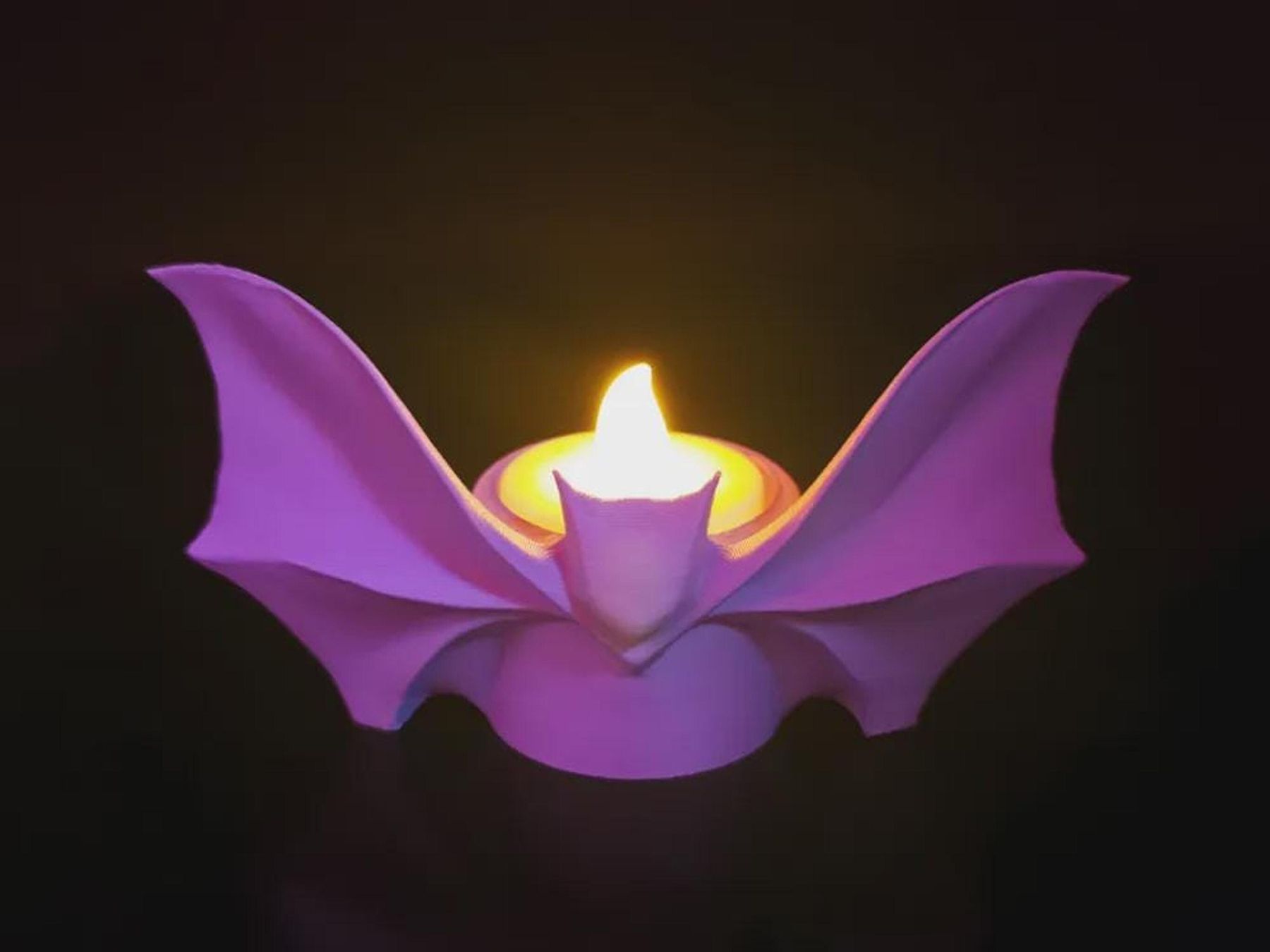 Bat Candle Holder, 3D Printed PLA Winged Design for LED Tea Lights, view 2