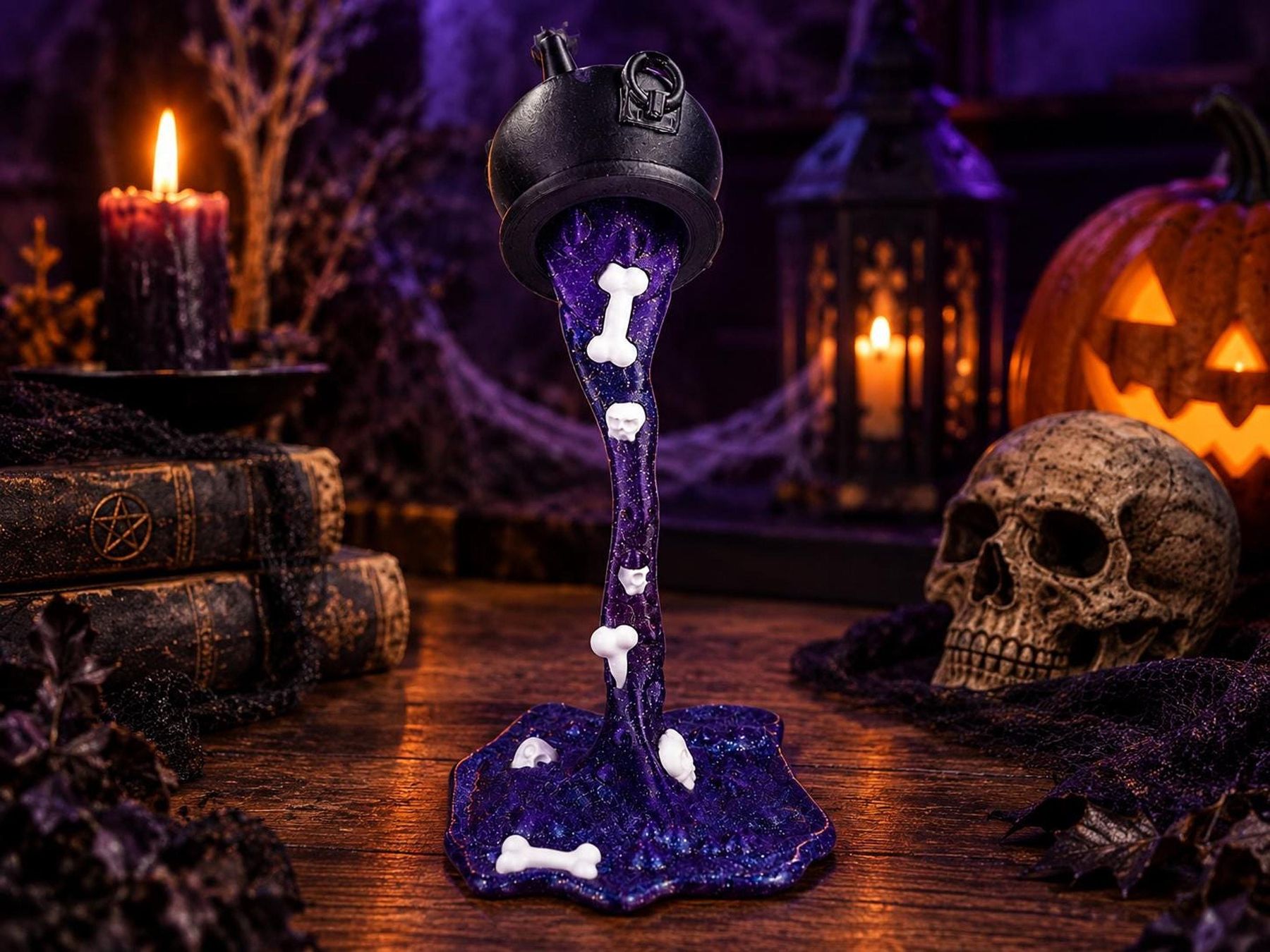 Halloween Cauldron Potion Spill – 6" 3D Printed Decoration, view 2