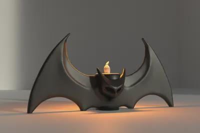 Bat Candle Holder, Winged Design for Halloween Shelf Decor, view 3
