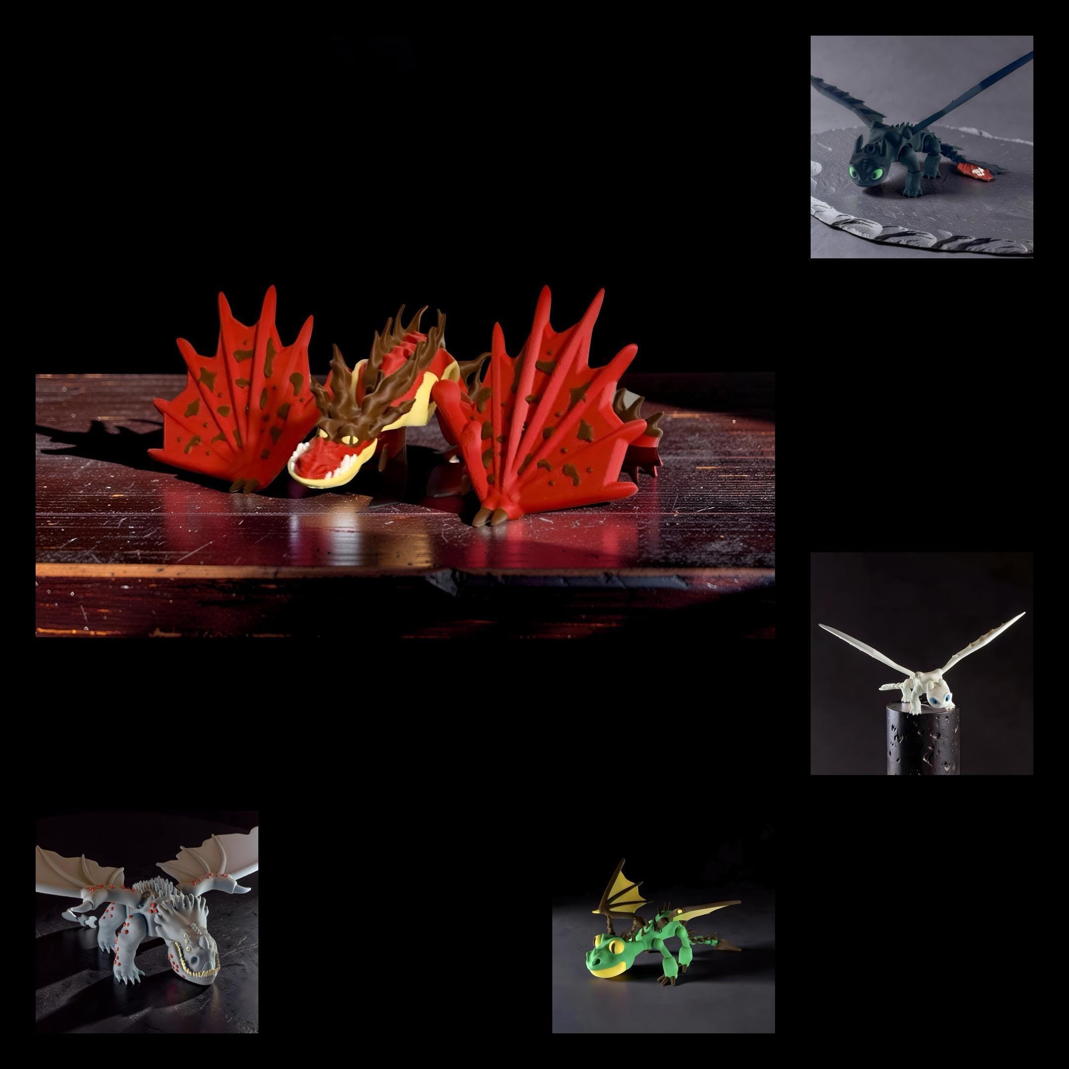HTTYD Dragon Hookfang | 3D Printed Articulated with Poseable Wings, view 6