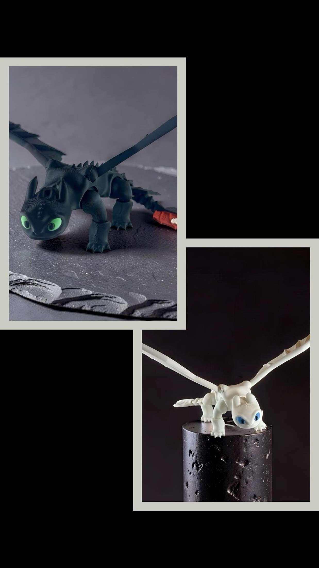 HTTYD Dragon Light Fury | 3D Printed Collectible with Posable Wings, view 6