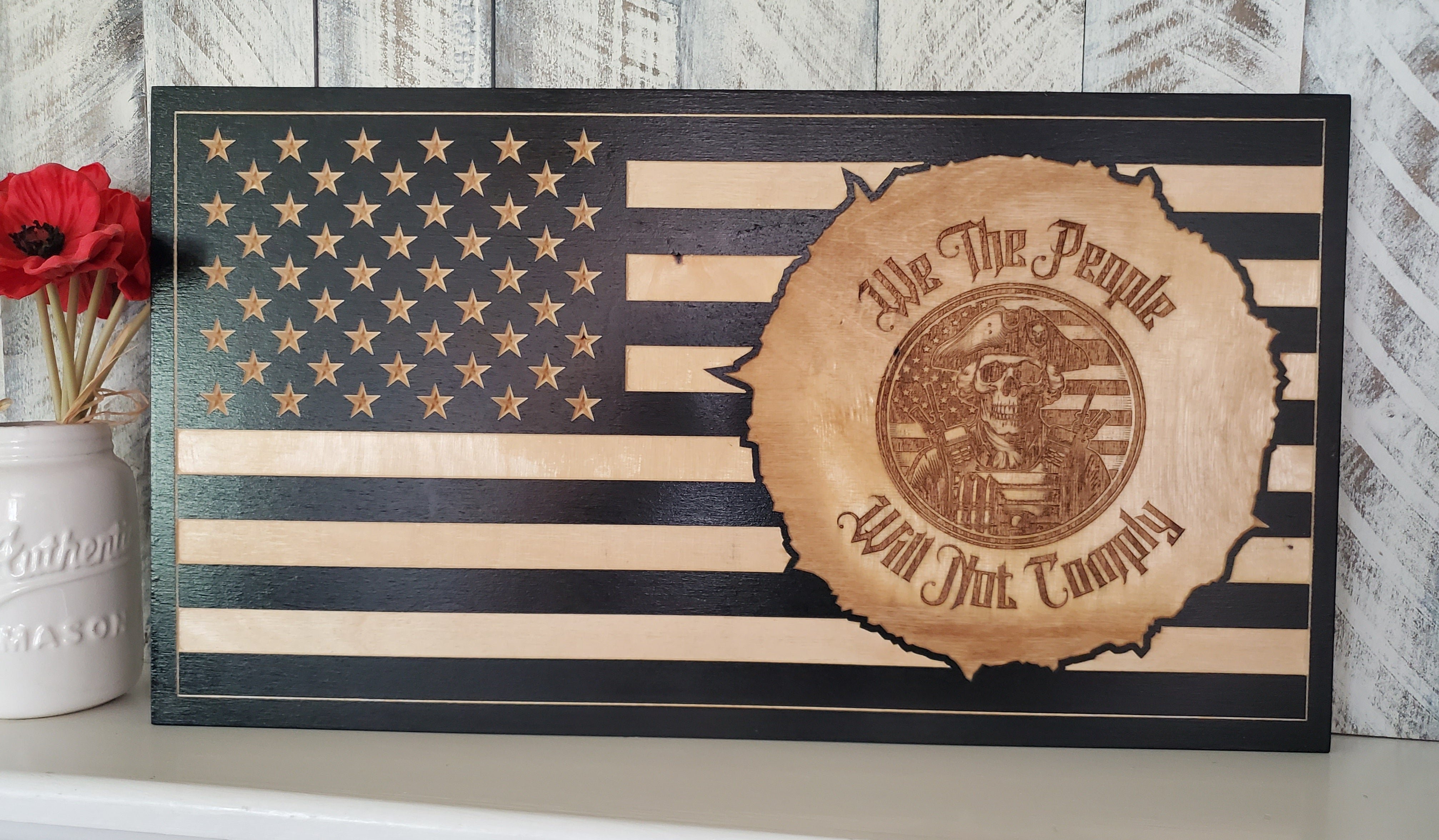 Handmade Revolutionary-era inspired wood flag