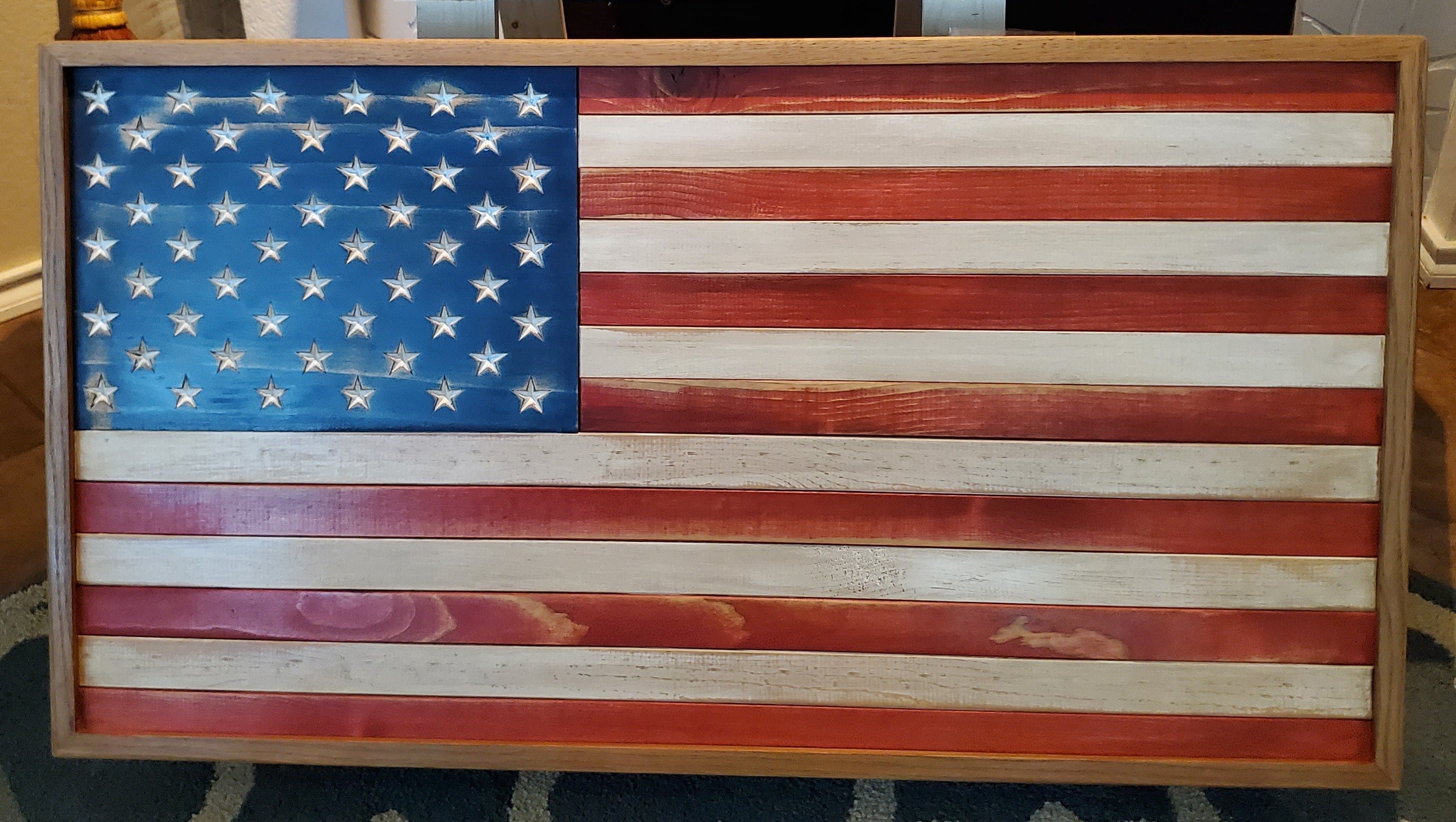 Handmade framed 50-star American flag