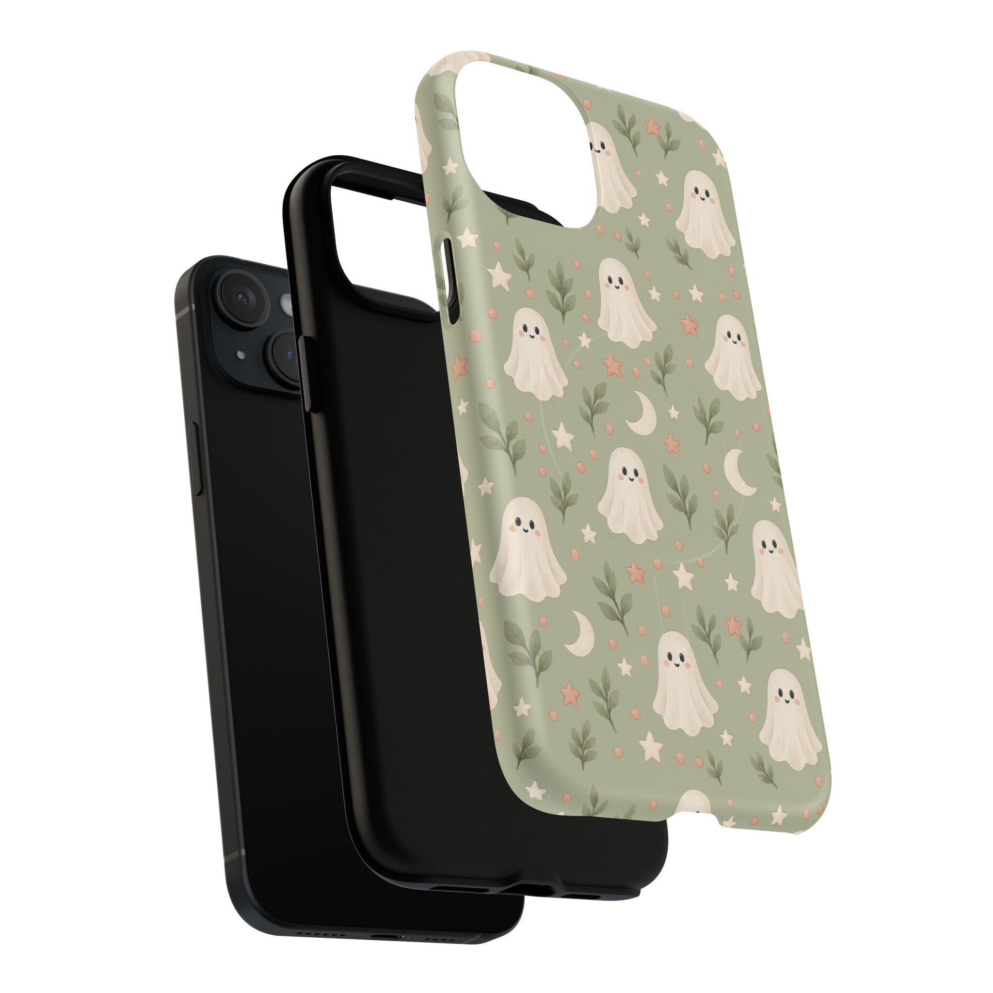 Whimsical Ghost Pattern Phone Case | MagSafe Compatible, Dual-Layer Protection, view 14
