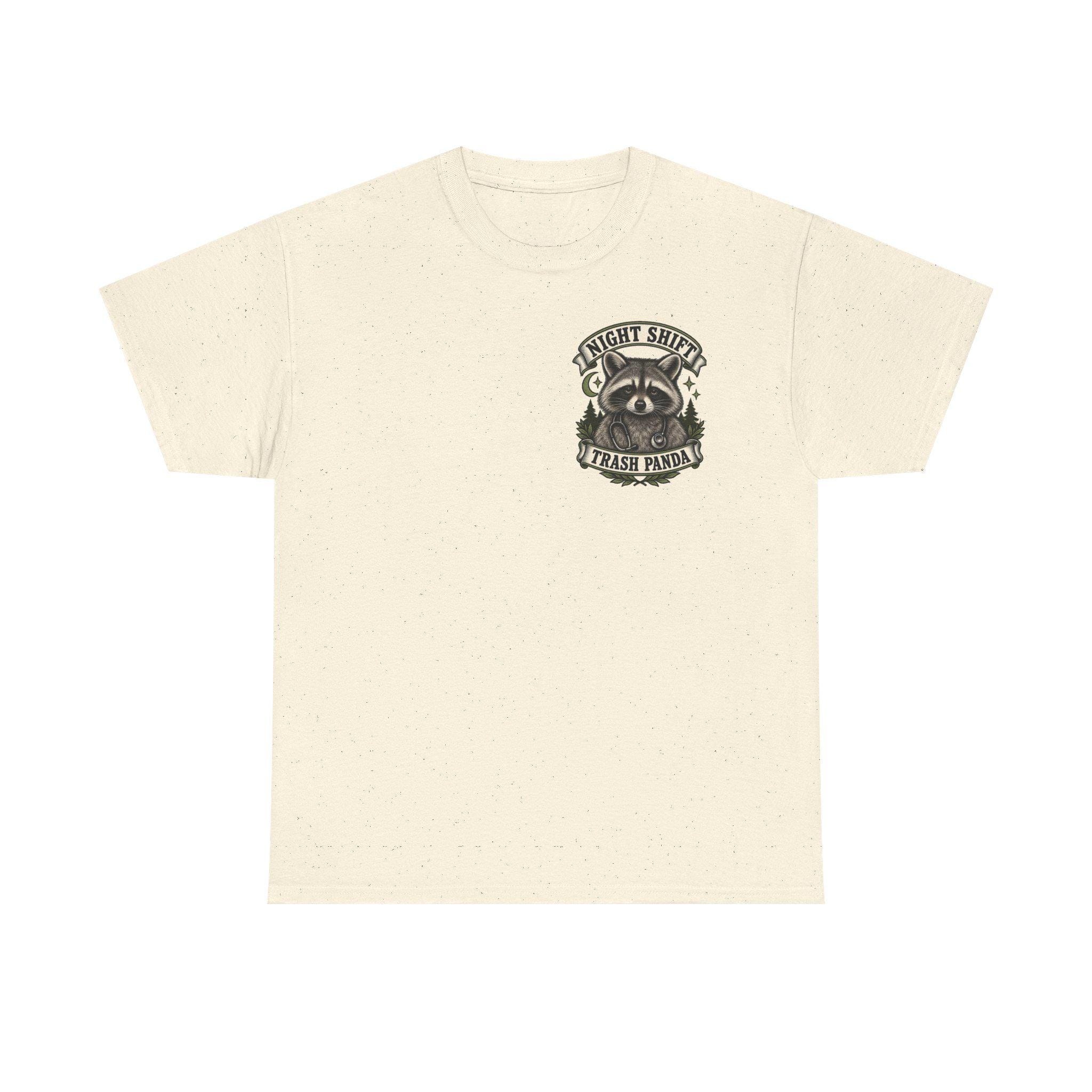 Night Shift Trash Panda T-Shirt | Raccoon Dumpster Fire Illustration, view 4