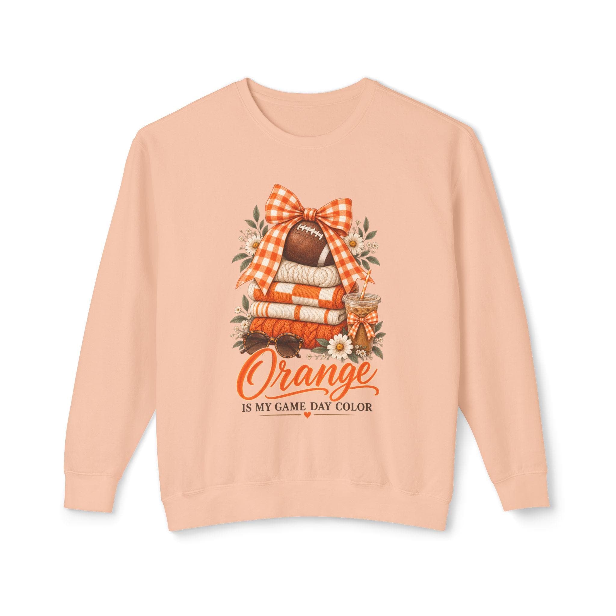 Orange Is My Game Day Color Sweatshirt | Football Pumpkin Plaid Stack, view 6