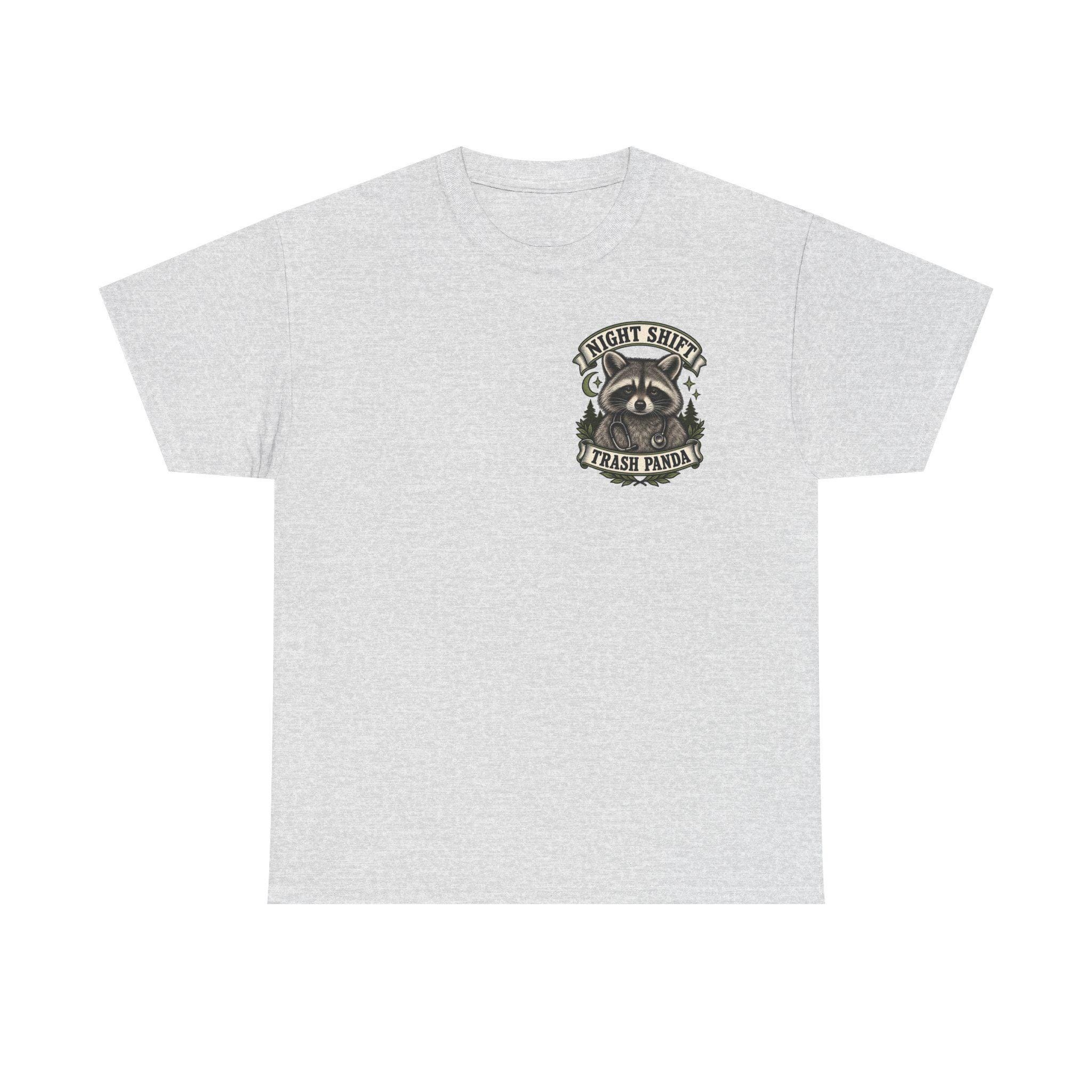 Night Shift Trash Panda T-Shirt | Raccoon Dumpster Fire Illustration, view 10
