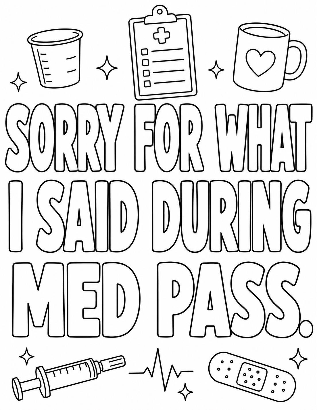 Snarky ICU Nurse Coloring Pages PDF | Funny Adult Nursing Humor Coloring Book Printable Download, view 3