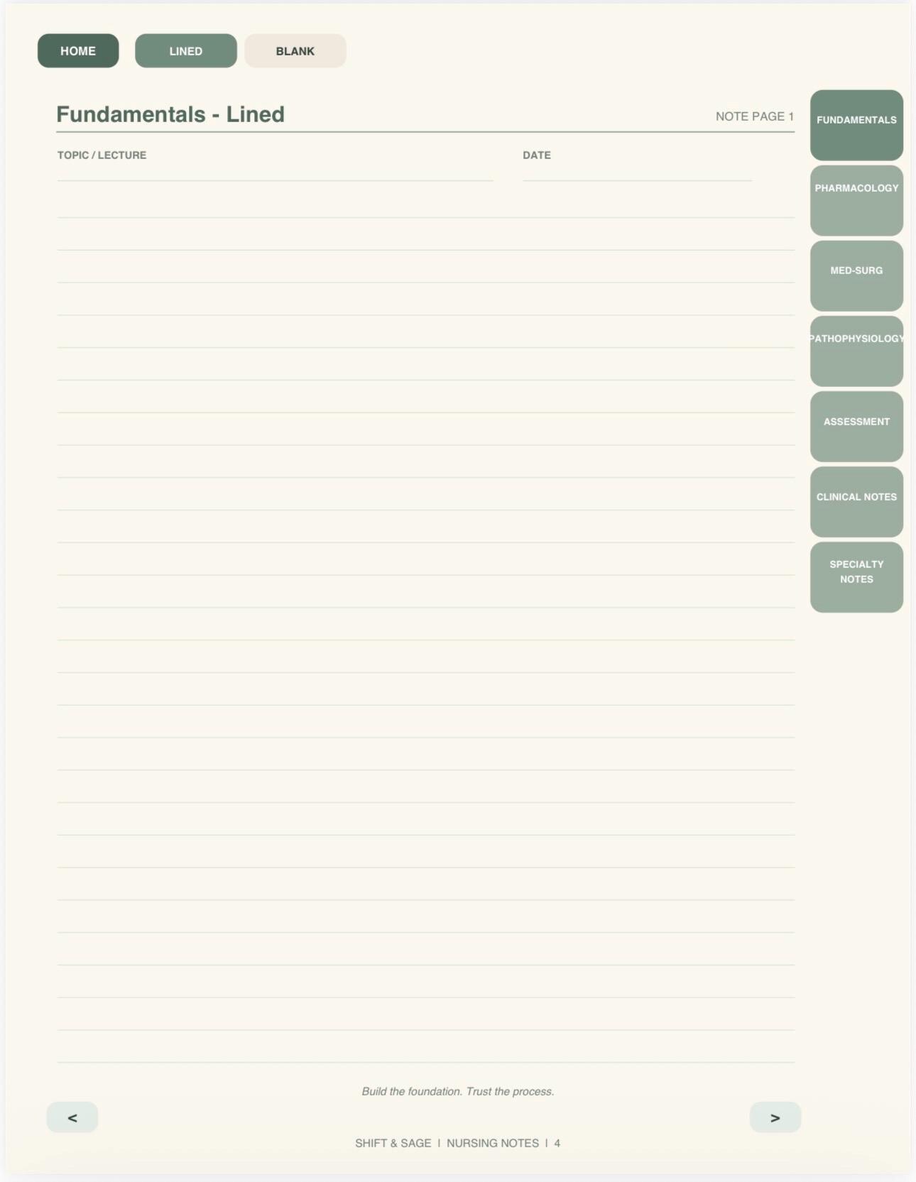 Hyperlinked Nursing Student Notebook | Cream Sage Mountains (Digital PDF), view 5