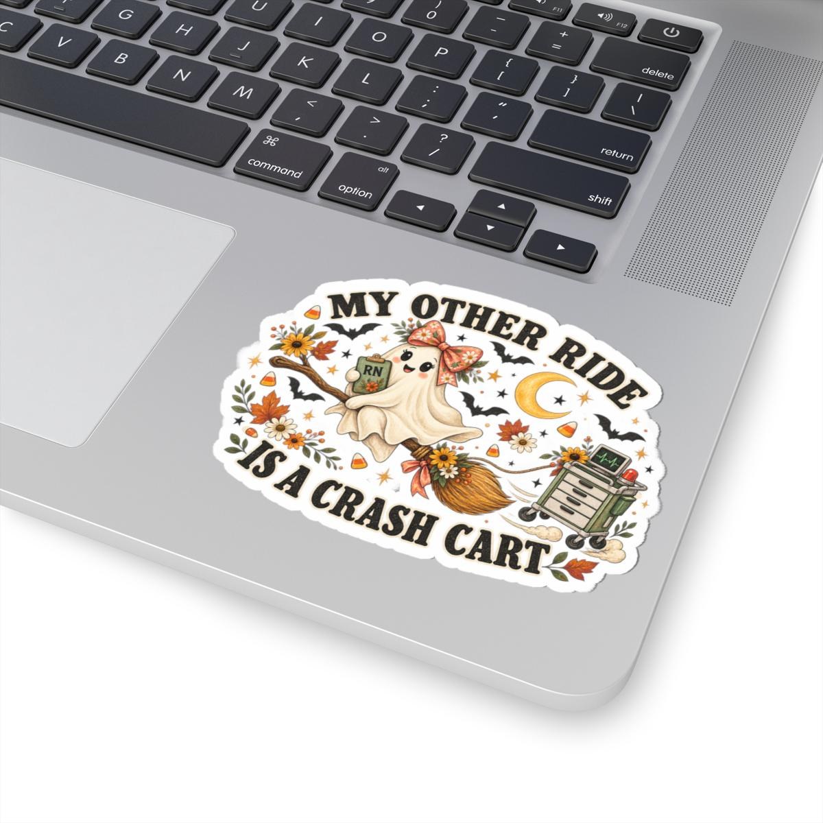 Funny ICU Nurse Ghost Sticker | Halloween RN Crash Cart Decal (Waterproof), view 5