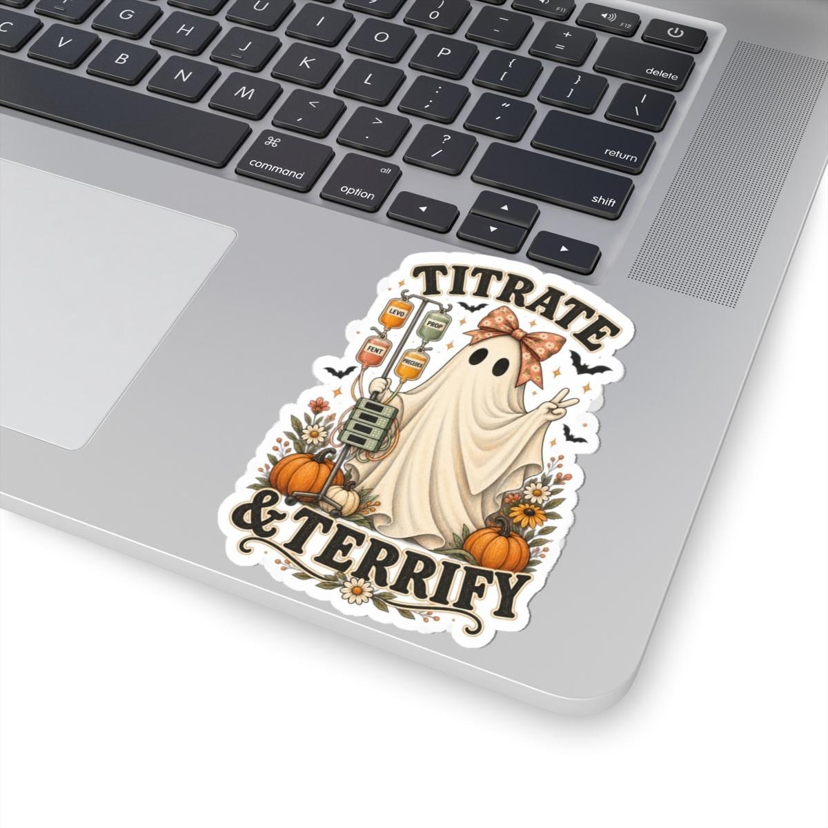 Titrate and Terrify ICU Nurse Sticker | Halloween Ghost Pumpkin Vinyl Decal, view 5